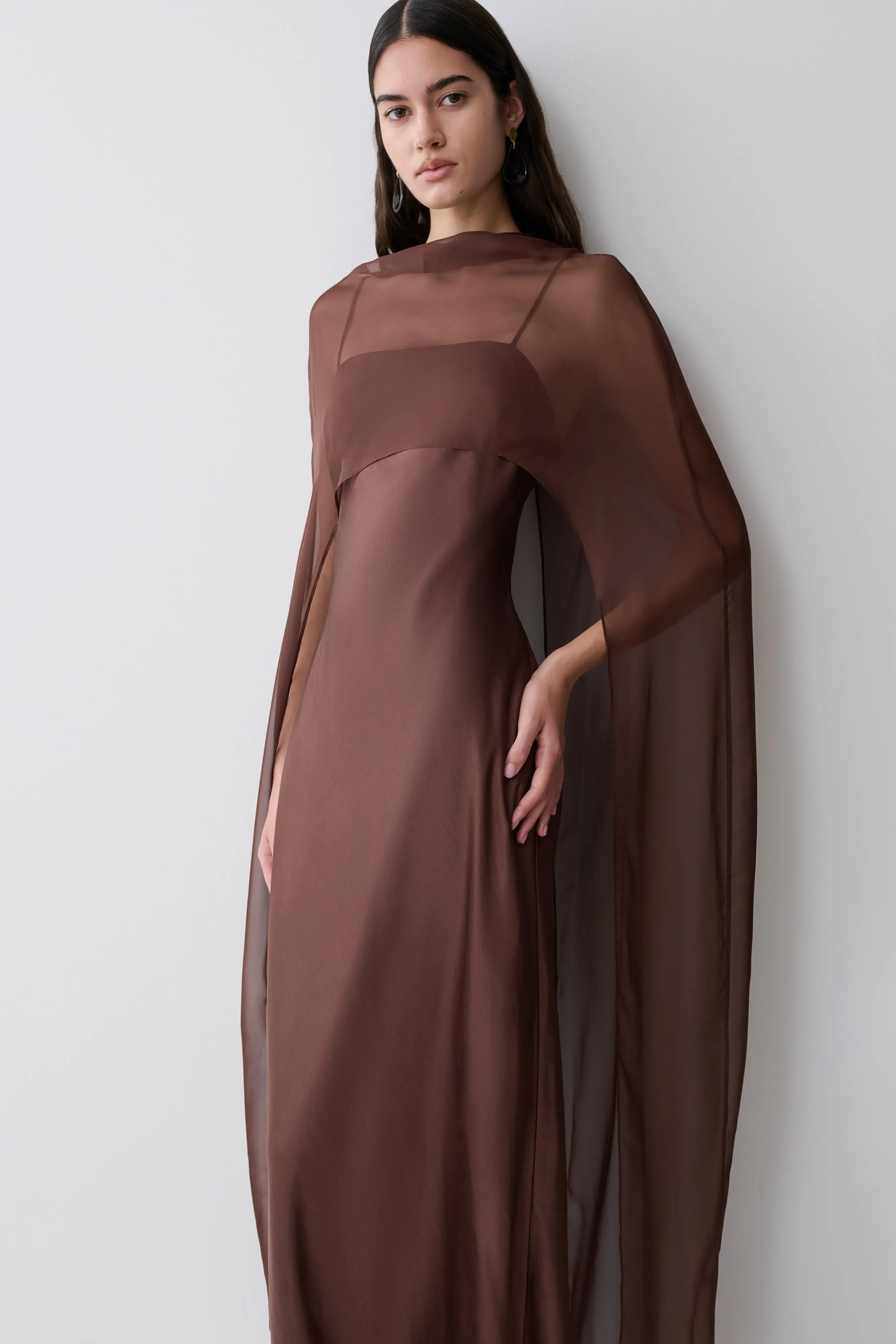 Martinne Chiffon Overlay Maxi Dress - Mocha sold by Meshki product image thumbnail 3