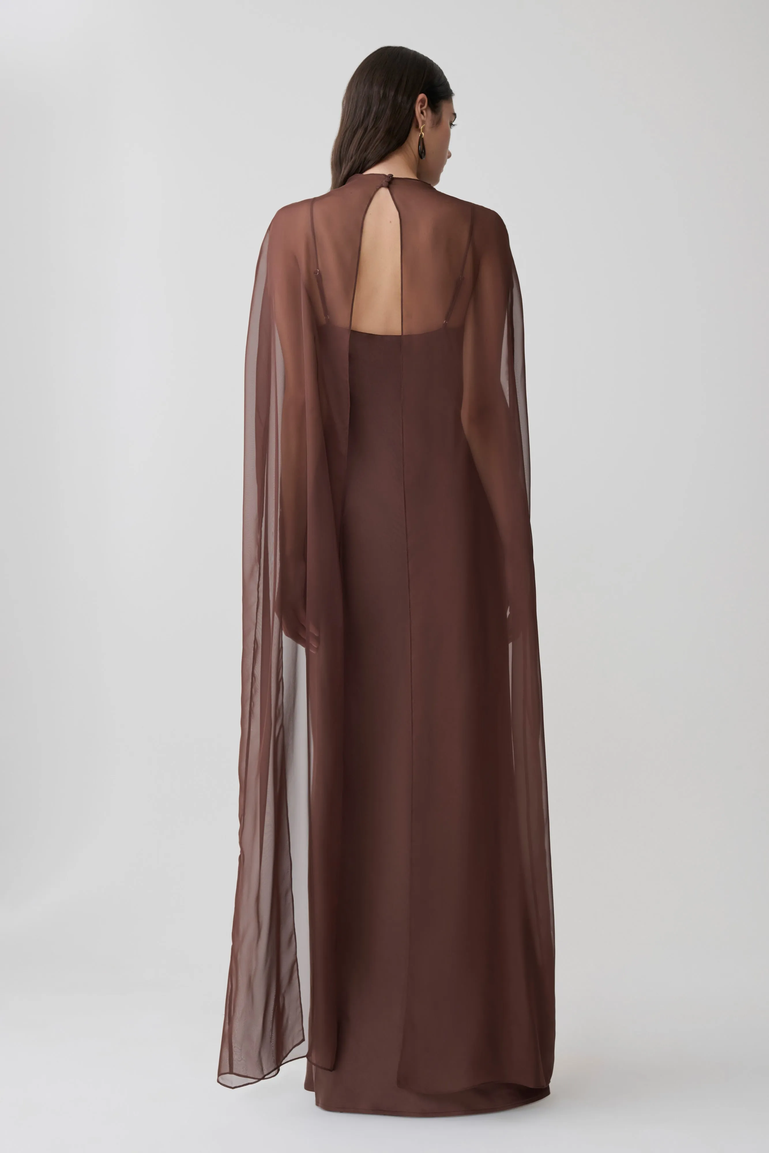 Martinne Chiffon Overlay Maxi Dress - Mocha sold by Meshki product image thumbnail 2