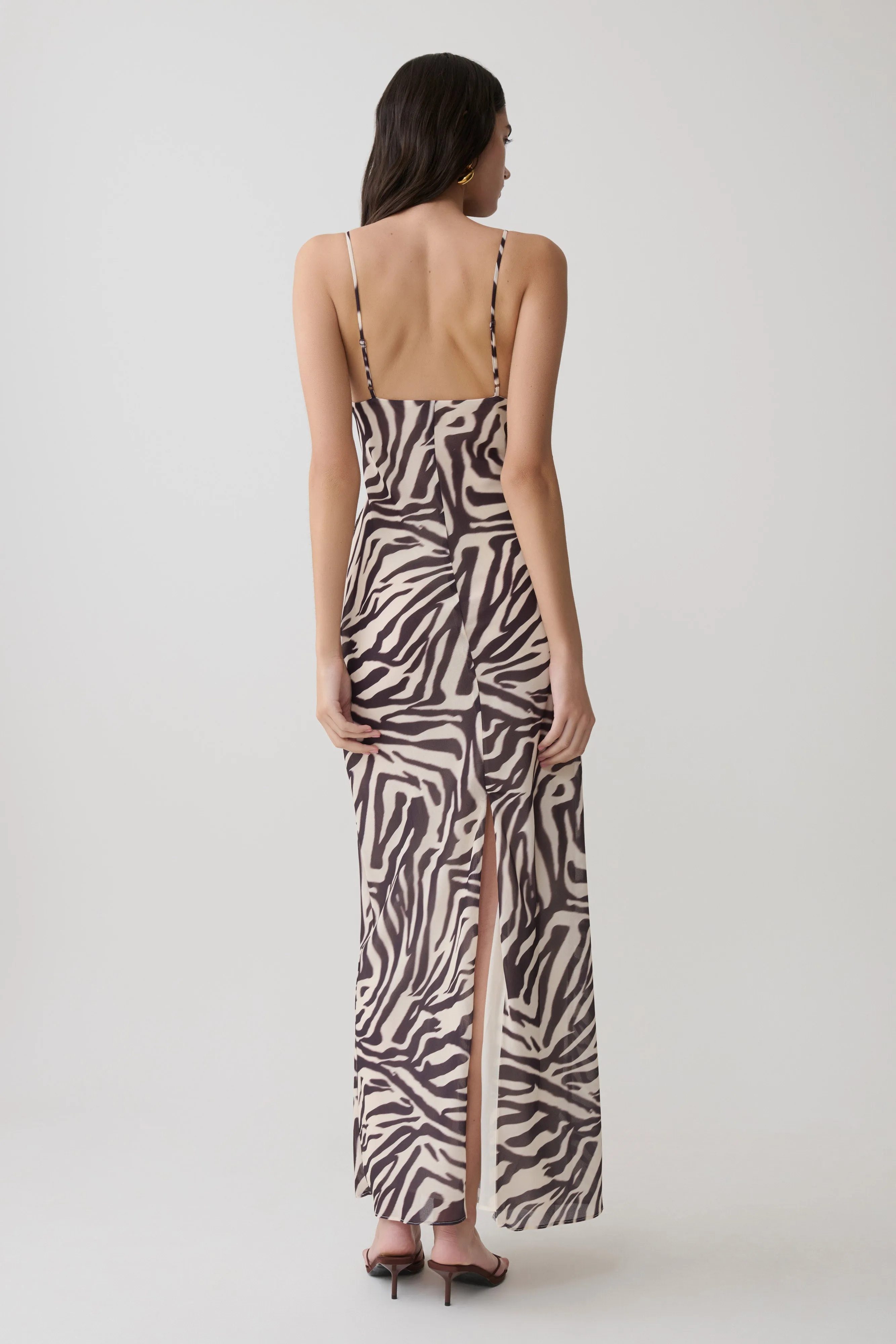 Angeline Lace And Chiffon Maxi Dress - Abstract Zebra Print sold by Meshki product image thumbnail 2