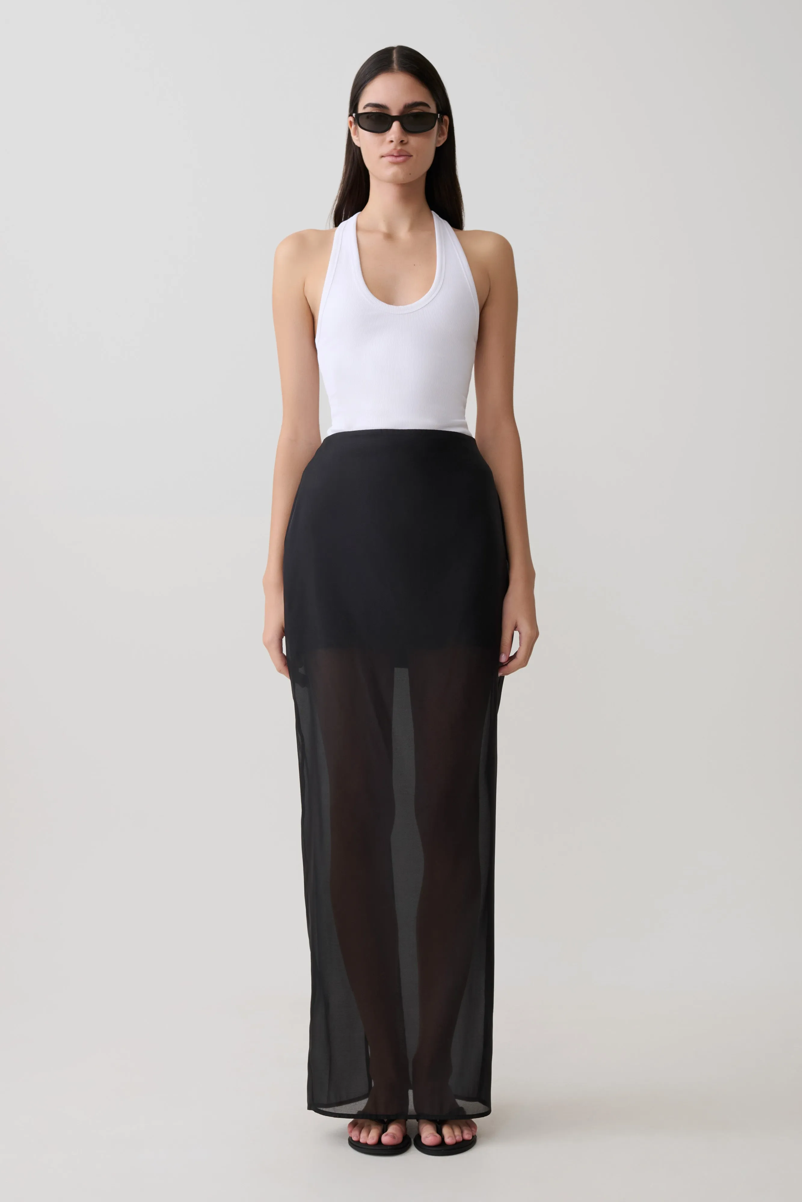 Ximena Organza Maxi Skirt - Black sold by Meshki