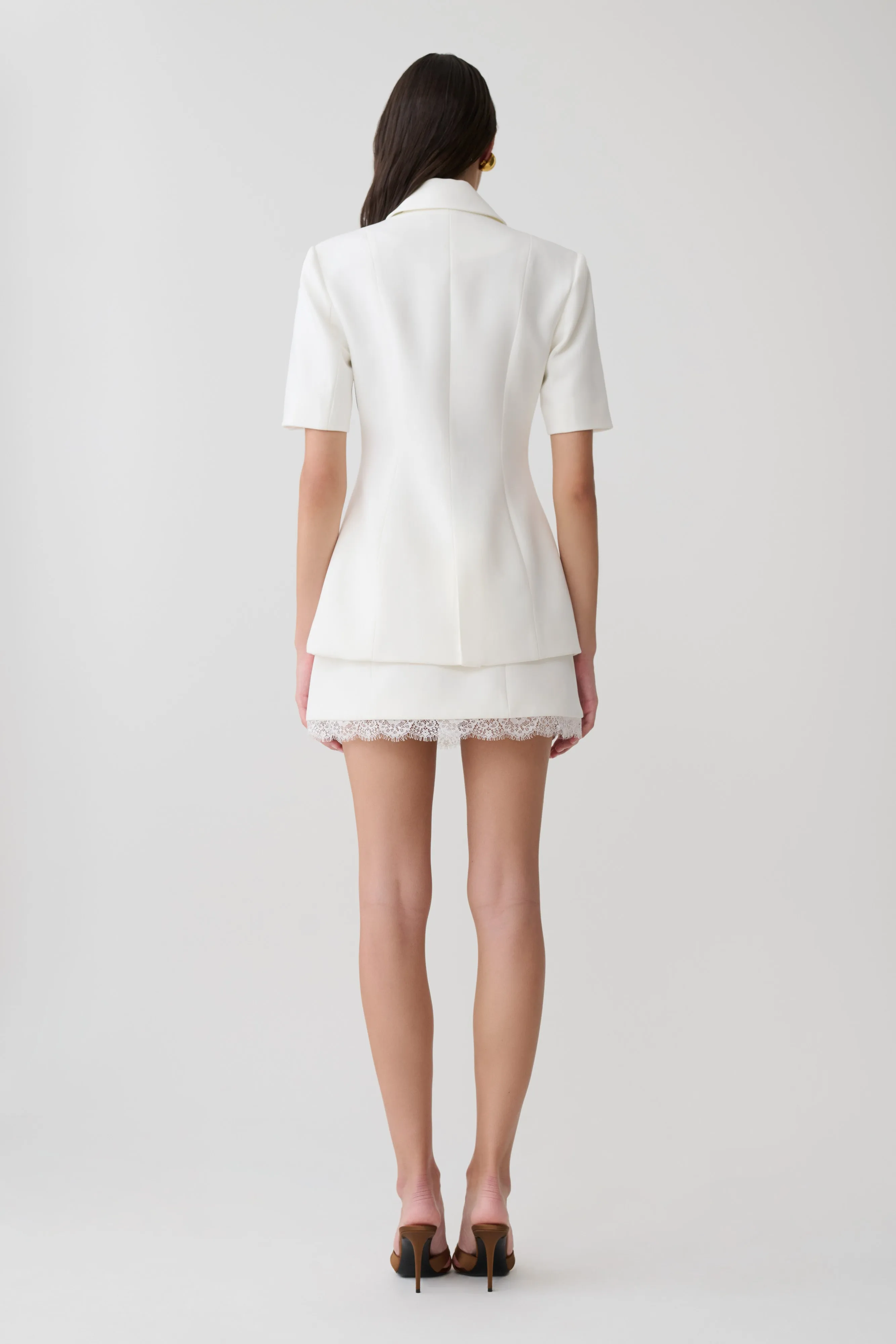 Ariella Suiting Mini Skirt With Lace - White sold by Meshki product image thumbnail 2