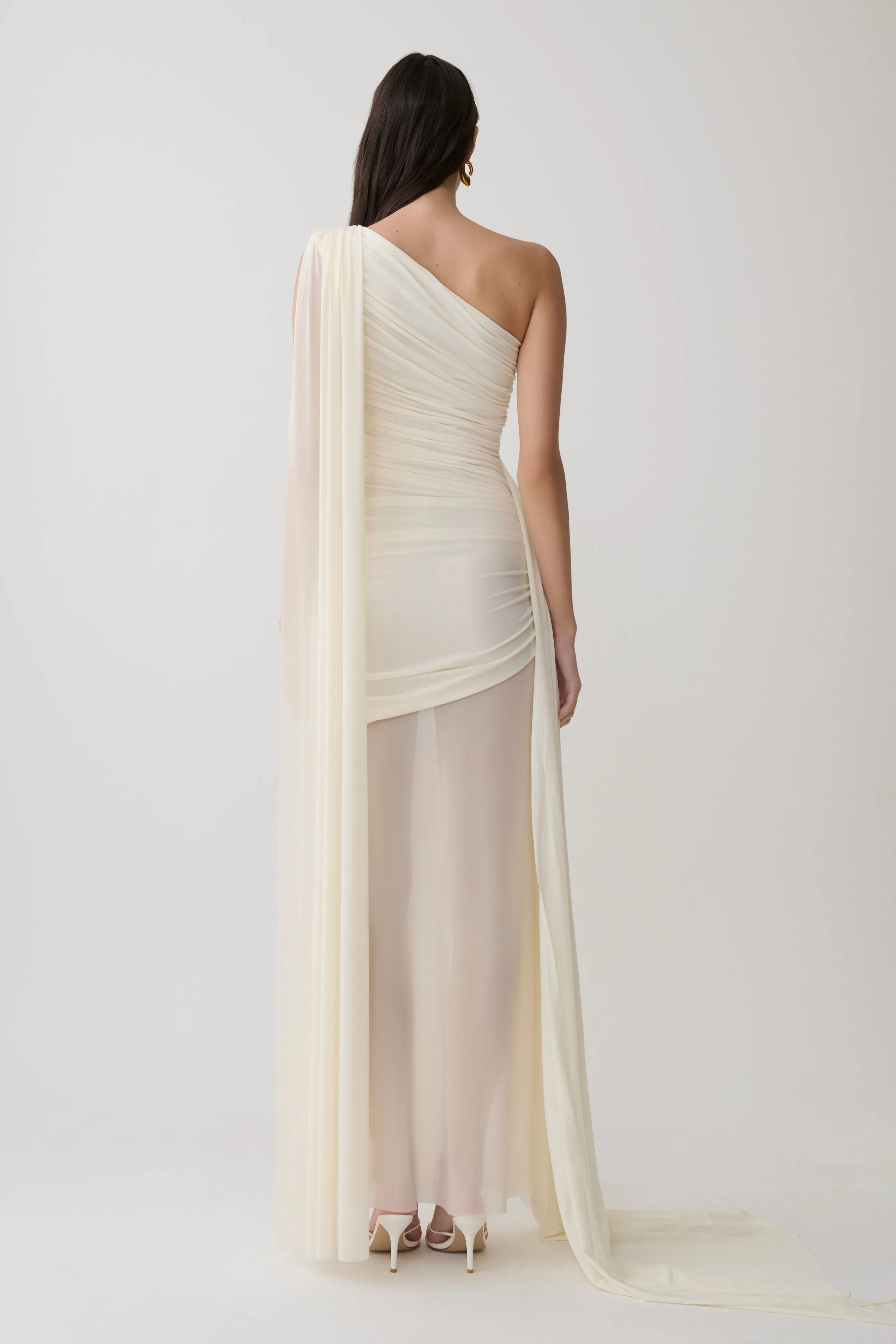 Asher Slinky One Shoulder Maxi Dress - Ivory sold by Meshki product image thumbnail 2