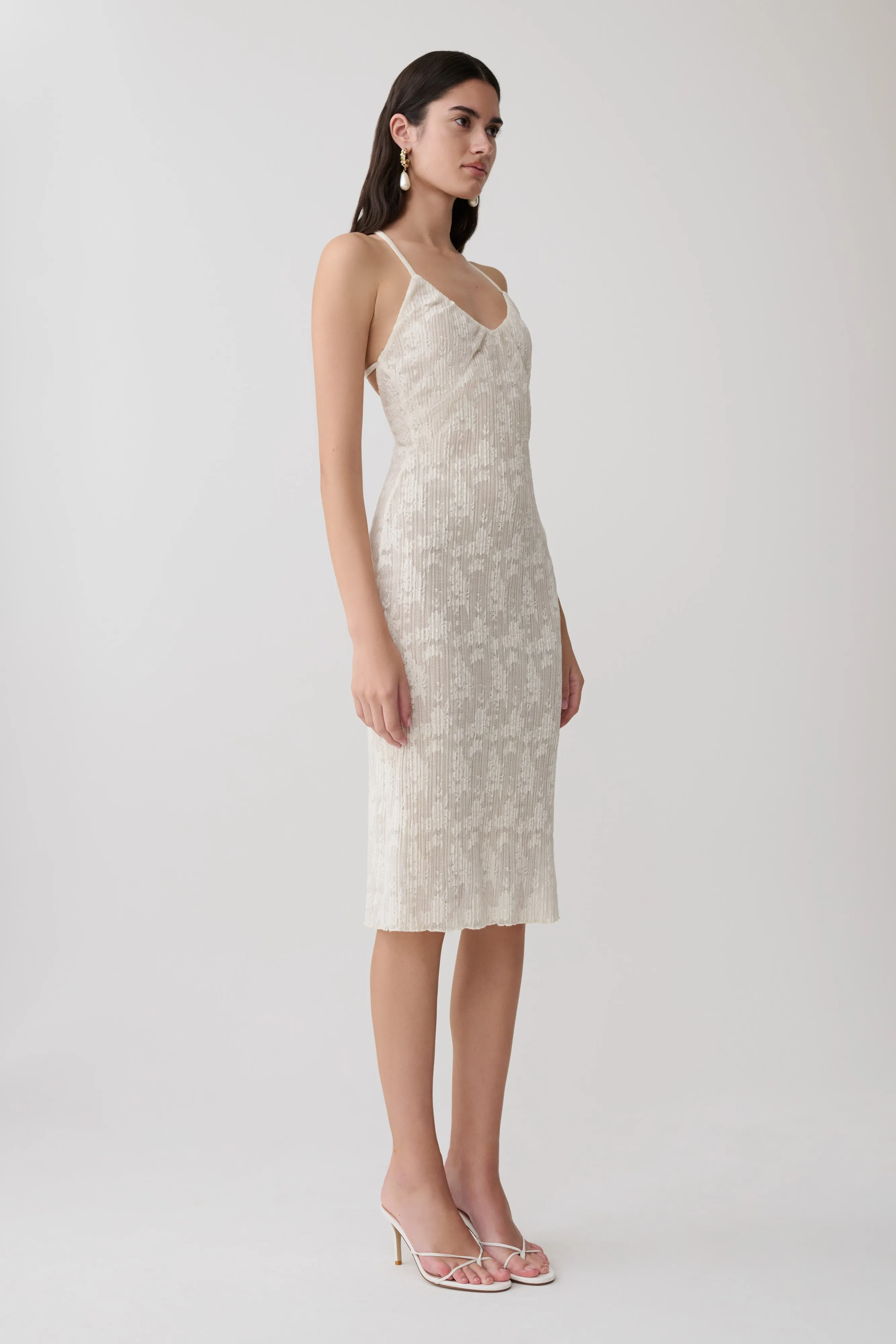 Ambrose Lace Midi Dress - Ivory sold by Meshki product image thumbnail 3