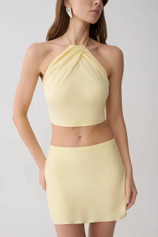 Juliana Cupro Halter Sleeveless Top - Butter made by Meshki