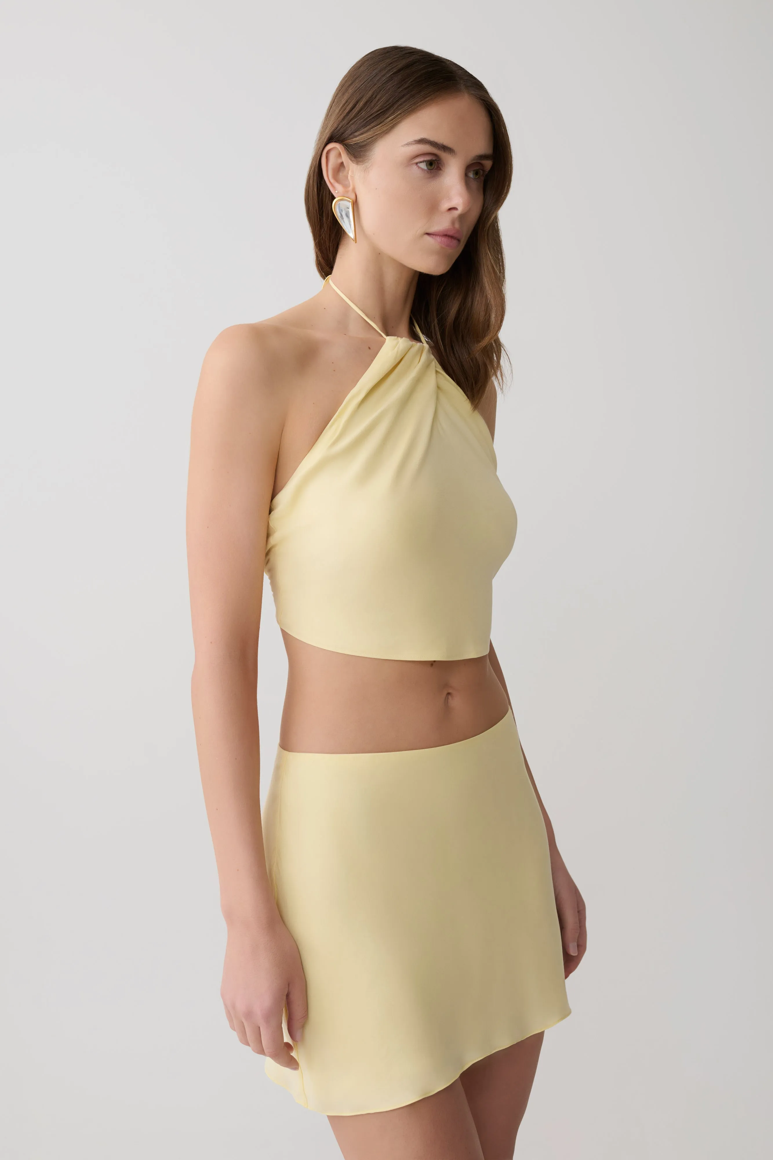 Juliana Cupro Halter Sleeveless Top - Butter sold by Meshki product image thumbnail 5