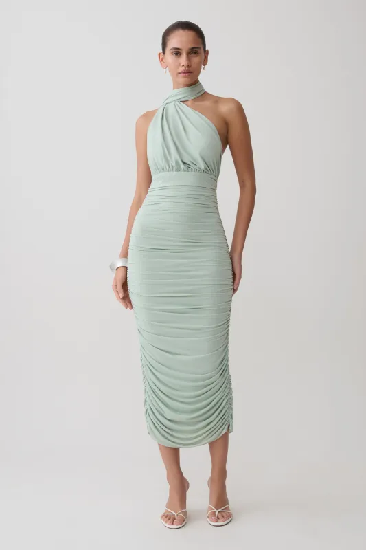Giannie Draped Midi Dress - Aqua Grey made by Meshki