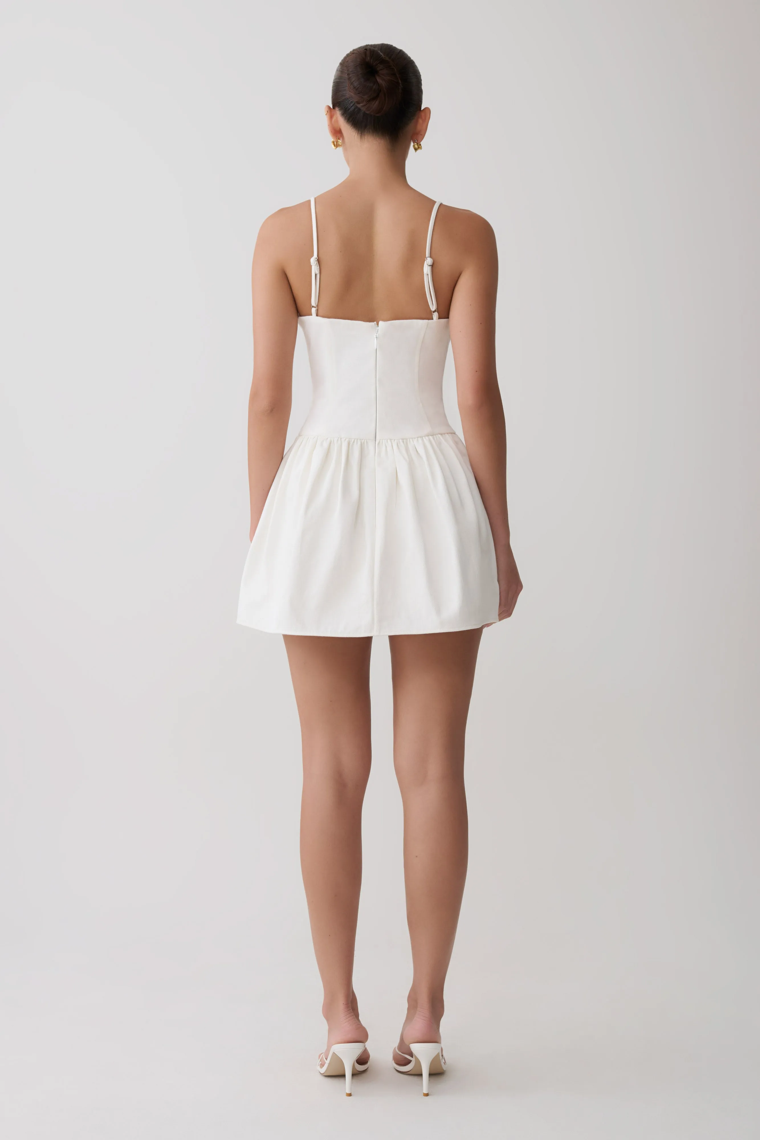 Emary Applique Denim Bustier Mini Dress - White sold by Meshki product image thumbnail 2