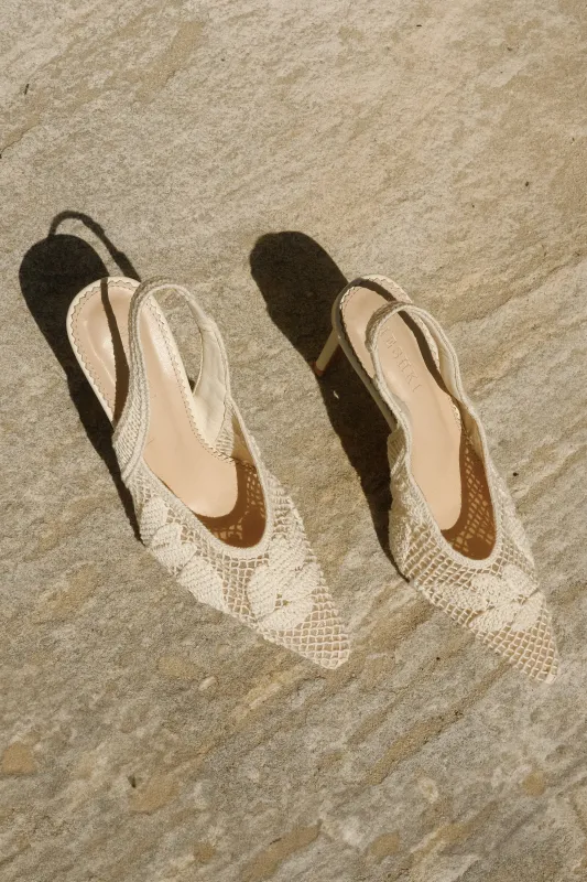Guinevere Lace Applique Heel - Ivory made by Meshki