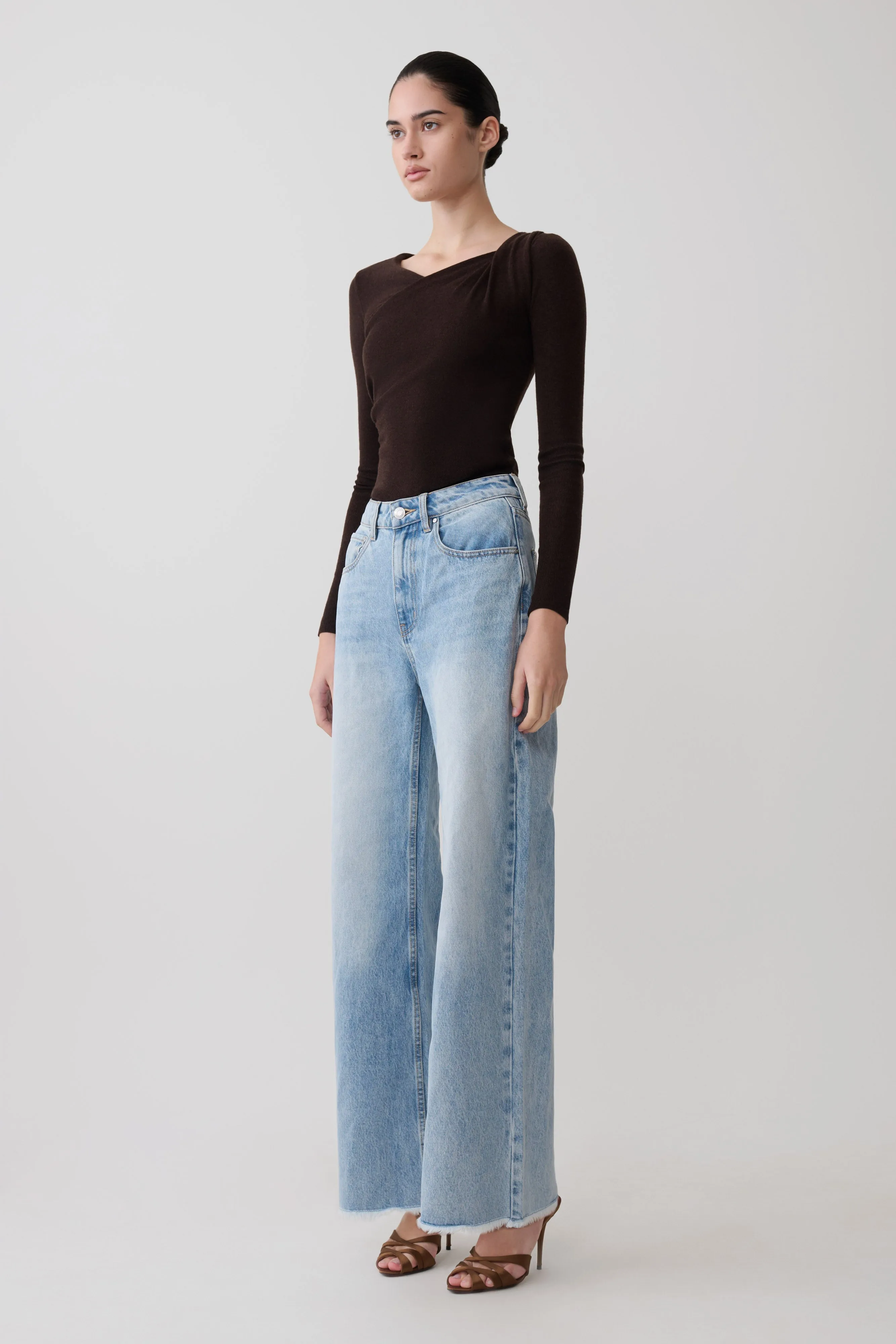 Culver Draped Twist Knit Top - Chocolate sold by Meshki product image thumbnail 4