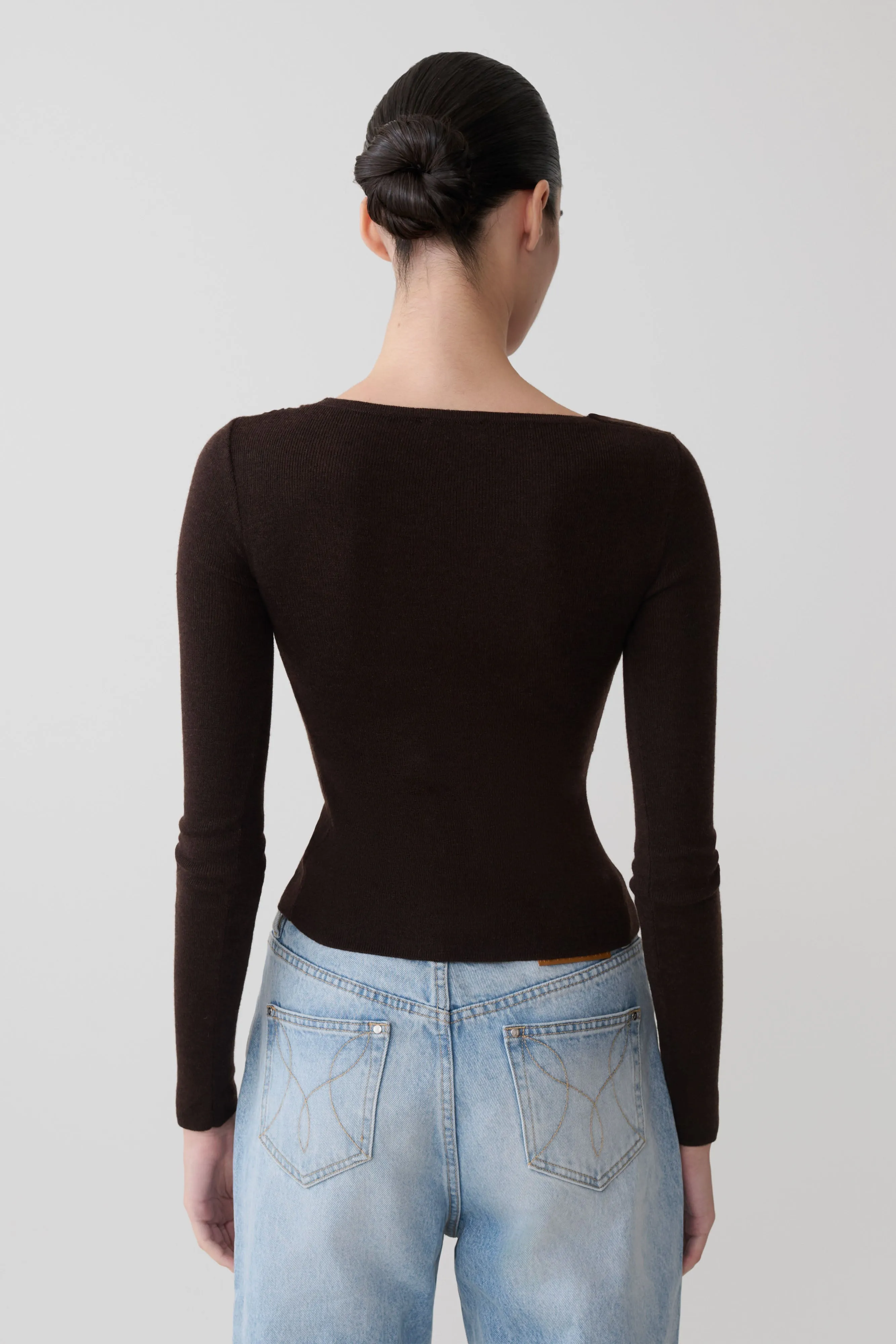 Culver Draped Twist Knit Top - Chocolate sold by Meshki product image thumbnail 2