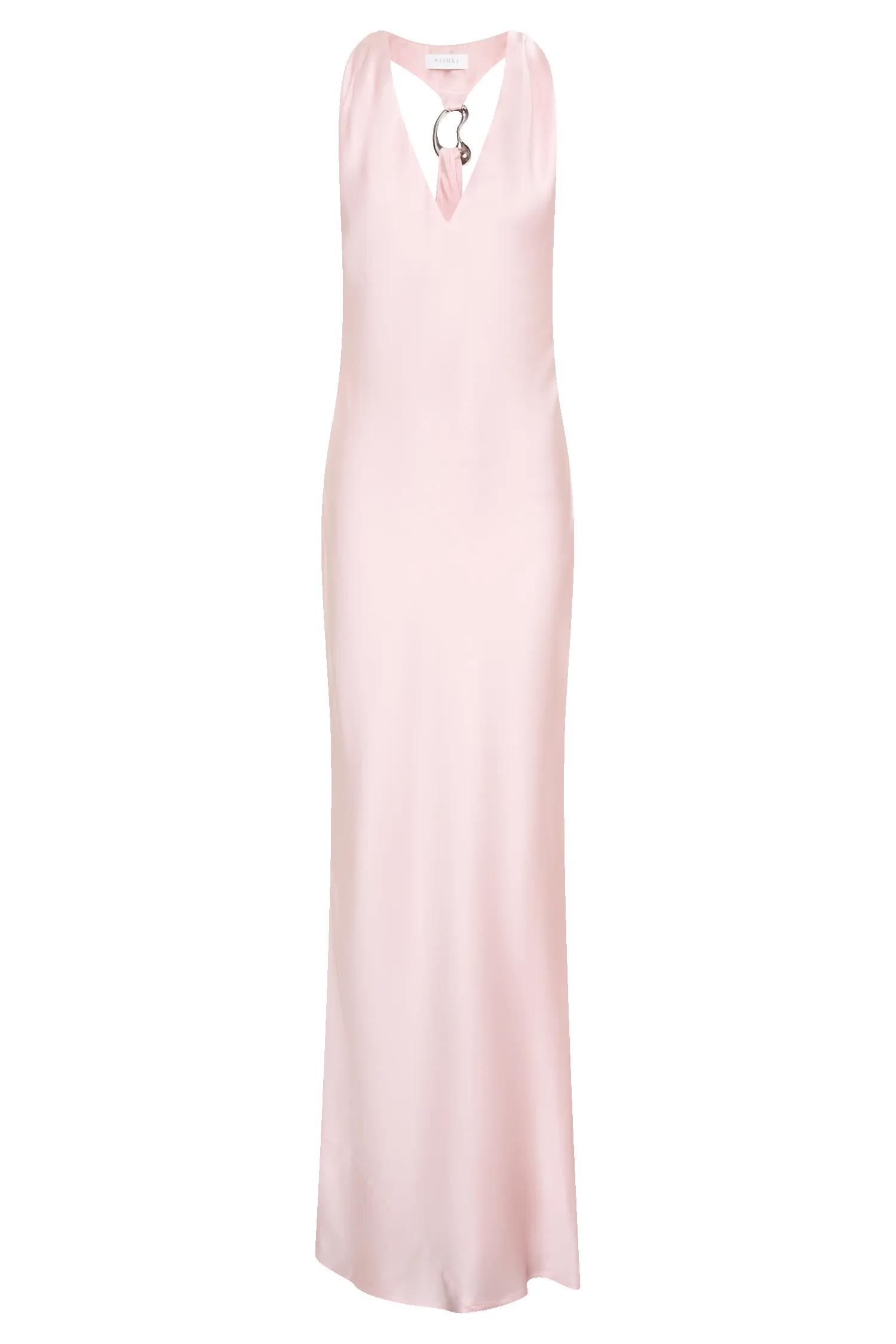 Winnie Halter Satin Maxi Dress With Hardware - Pale Pink sold by Meshki product image thumbnail 4
