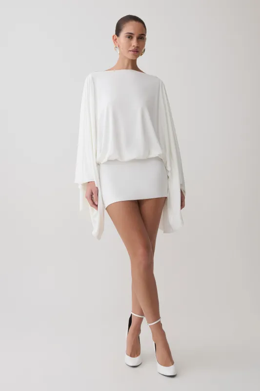 Jessy Draped Mini Dress - Ivory made by Meshki