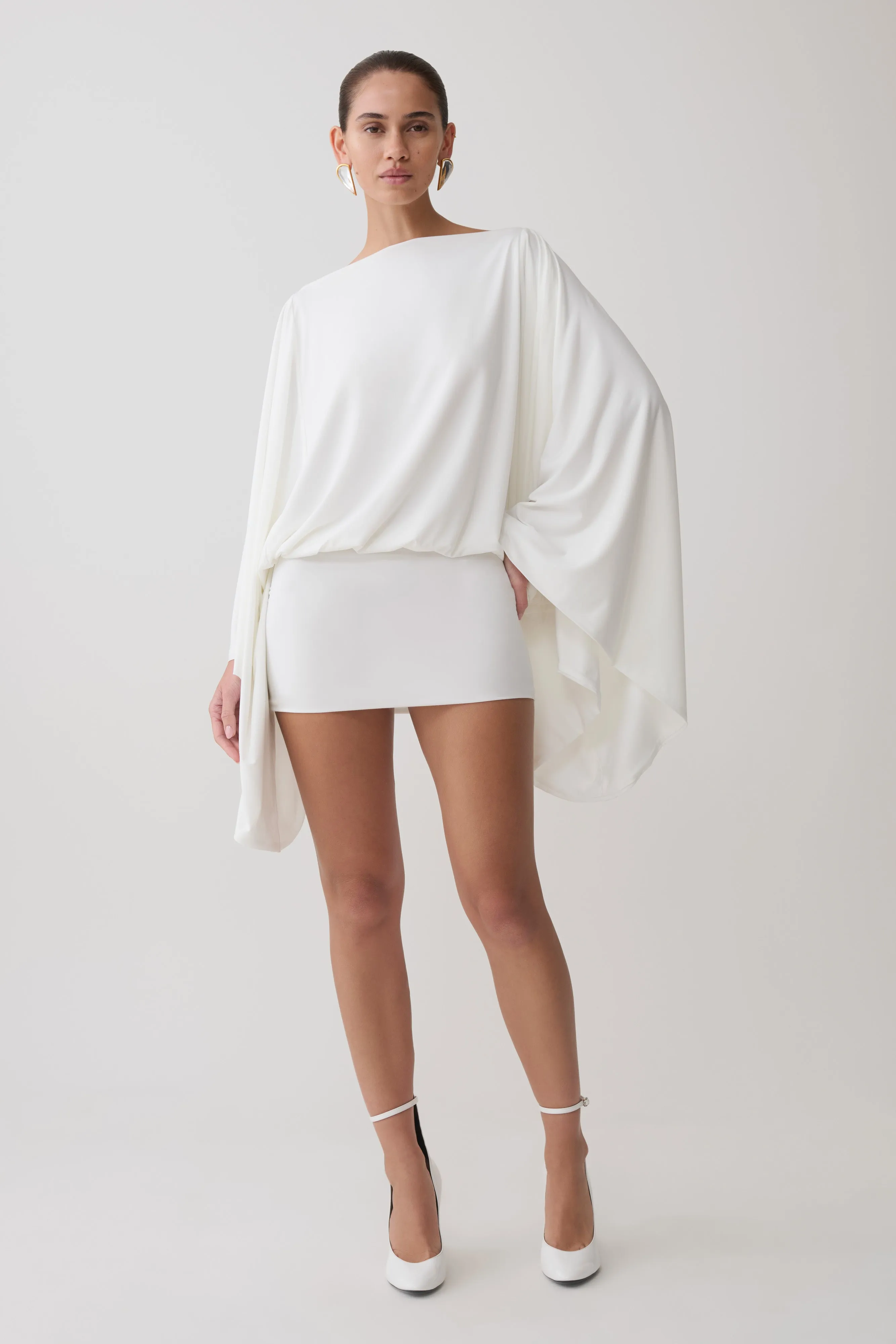 Jessy Draped Mini Dress - Ivory sold by Meshki product image thumbnail 5