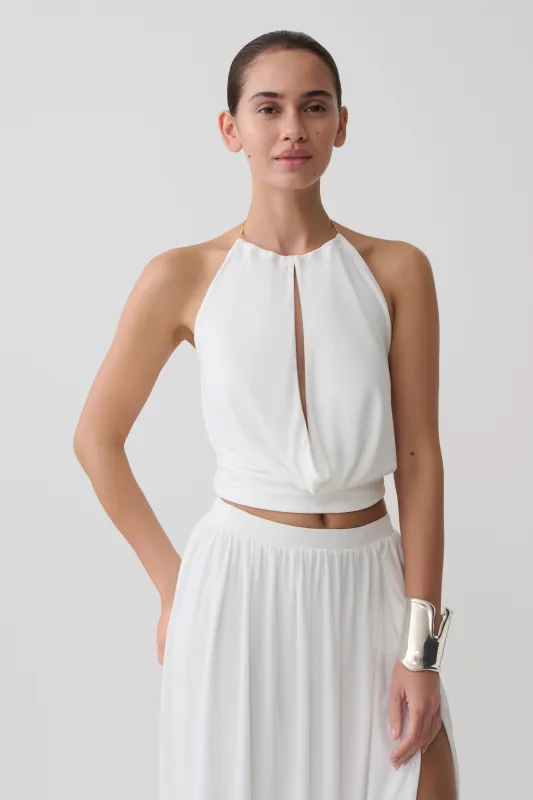 Banks Halter Neck Top With Hardware - White made by Meshki