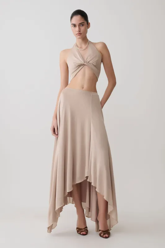 Nola Lurex Maxi Skirt - Gold made by Meshki