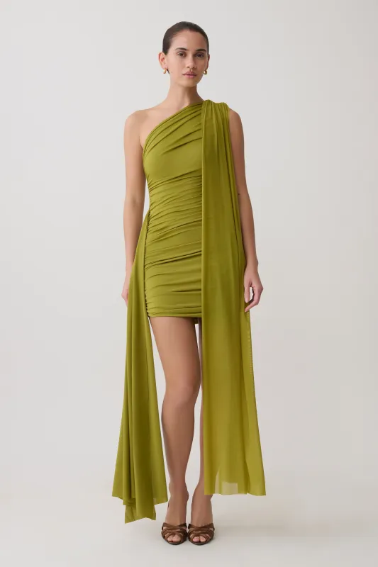 Asher Mini Dress - Olive made by Meshki