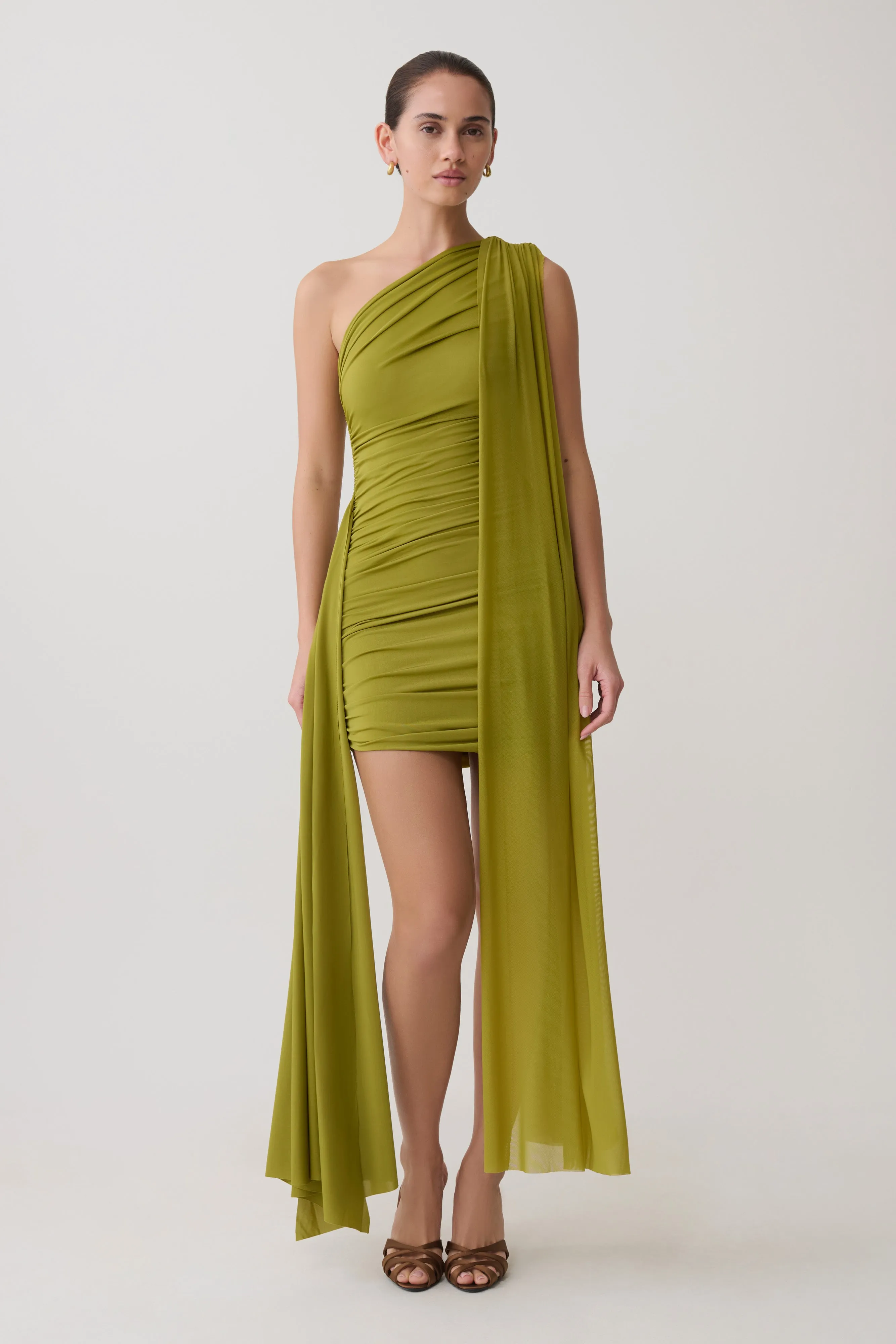 Asher Mini Dress - Olive sold by Meshki