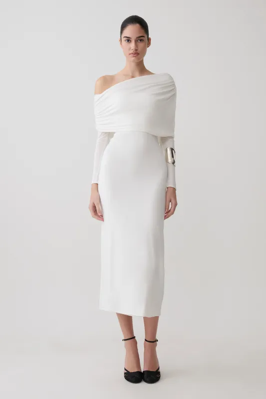 Corinna Modal One Shoulder Midi Dress - White made by Meshki
