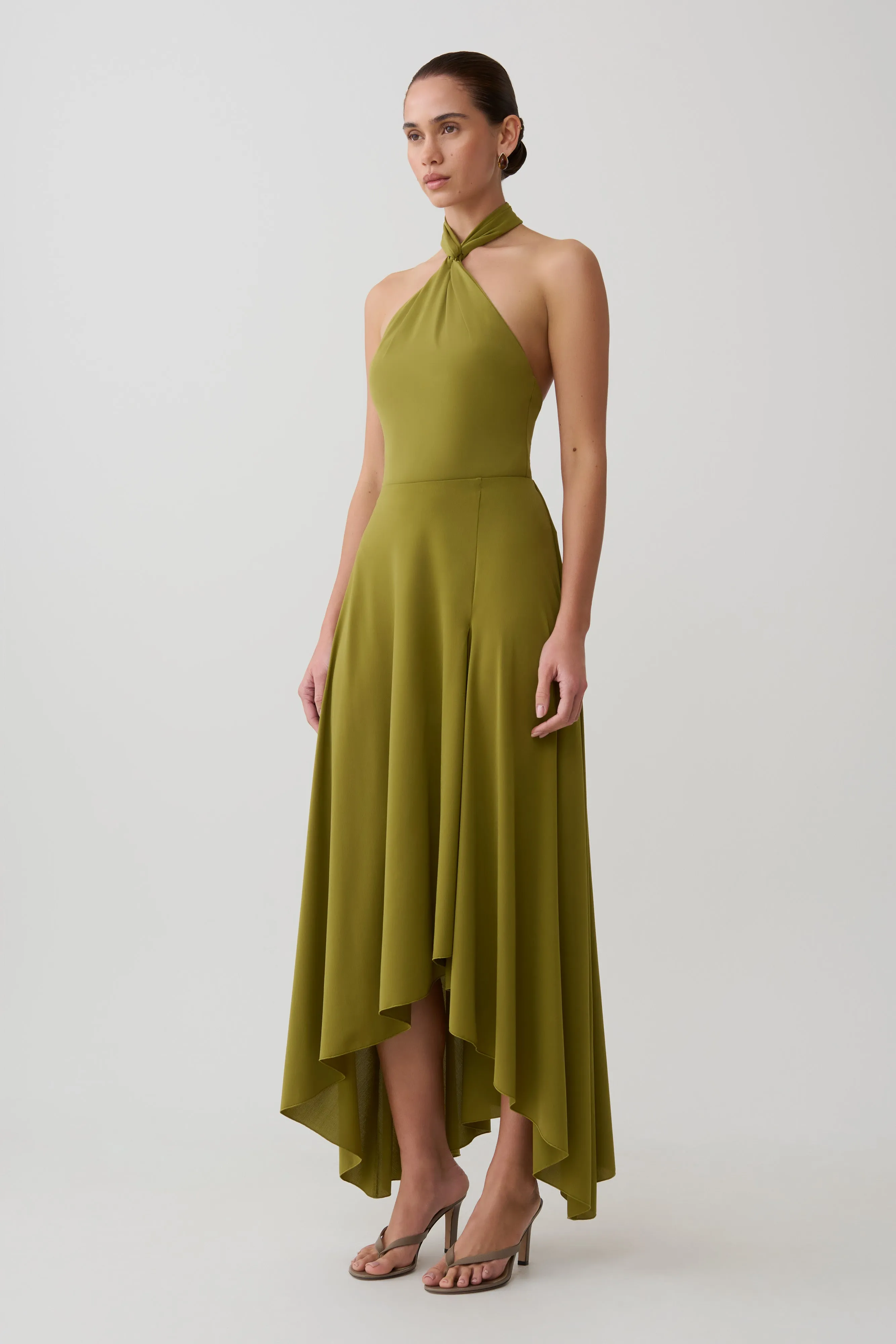 Bambi Twisted Neck Dry Jersey Bodysuit - Martini Olive sold by Meshki product image thumbnail 4