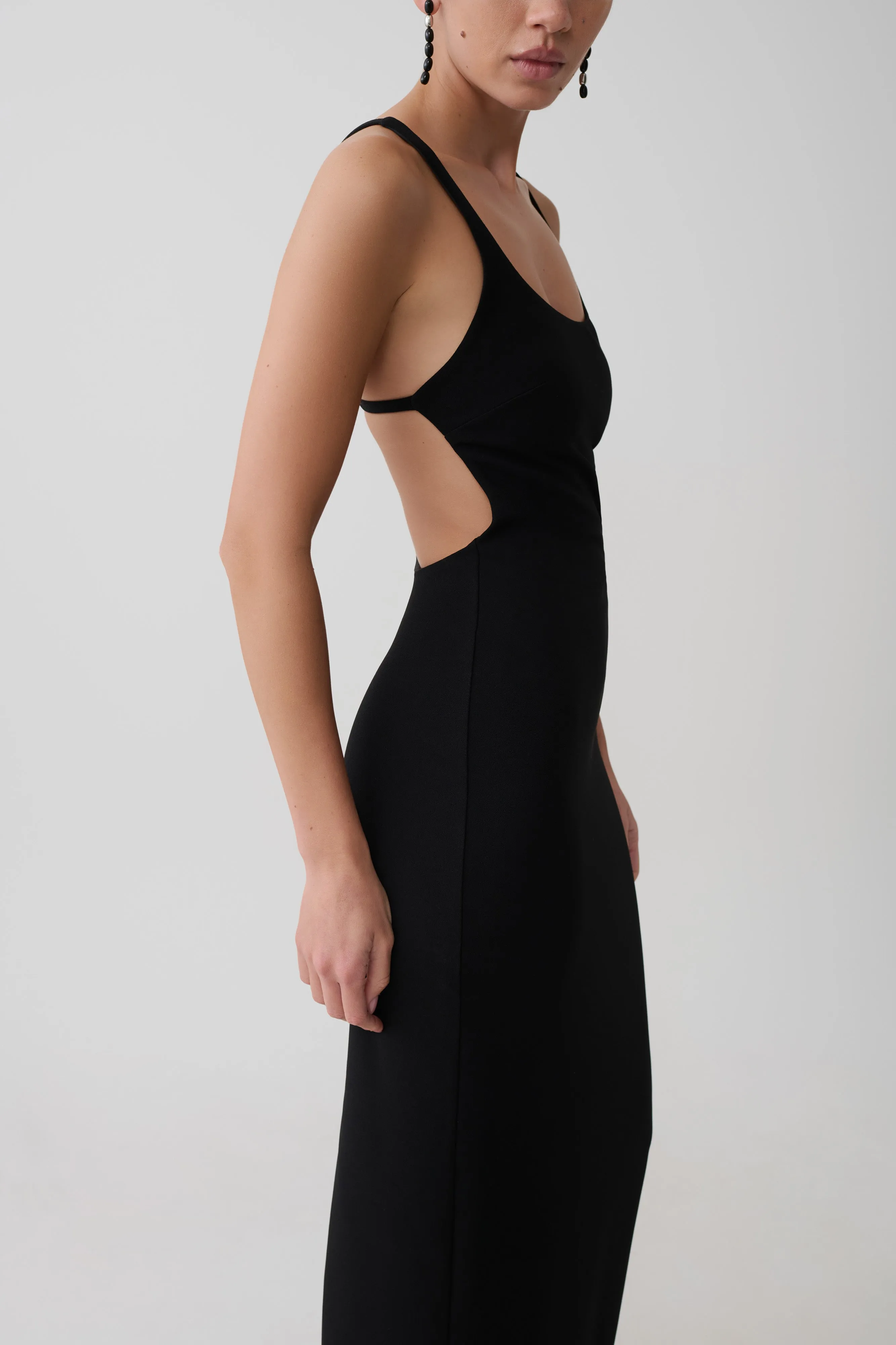 Julian Crepe Strapped Back Maxi Dress - Black sold by Meshki product image thumbnail 5