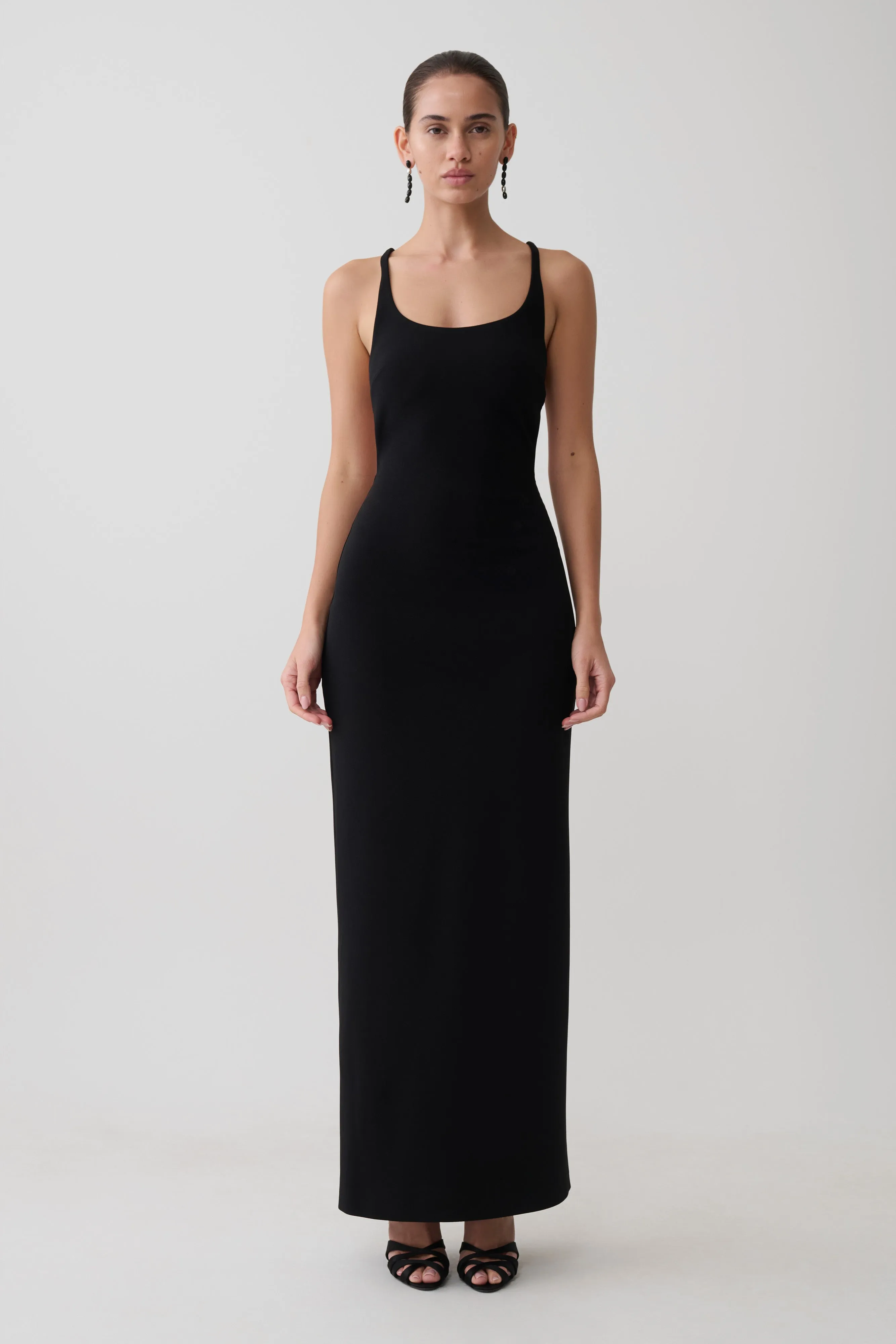 Julian Crepe Strapped Back Maxi Dress - Black sold by Meshki product image thumbnail 2