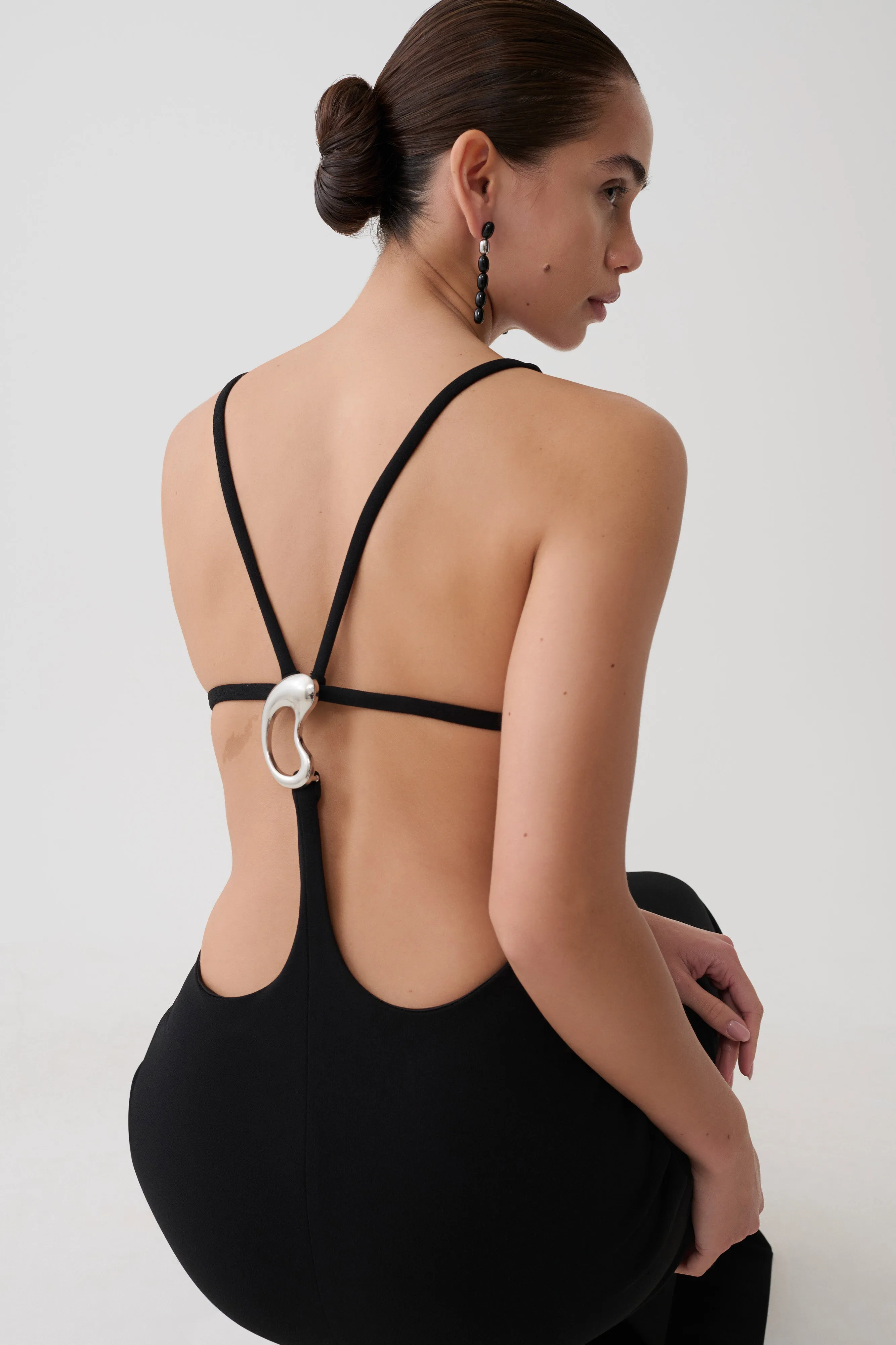 Julian Crepe Strapped Back Maxi Dress - Black sold by Meshki product image thumbnail 3