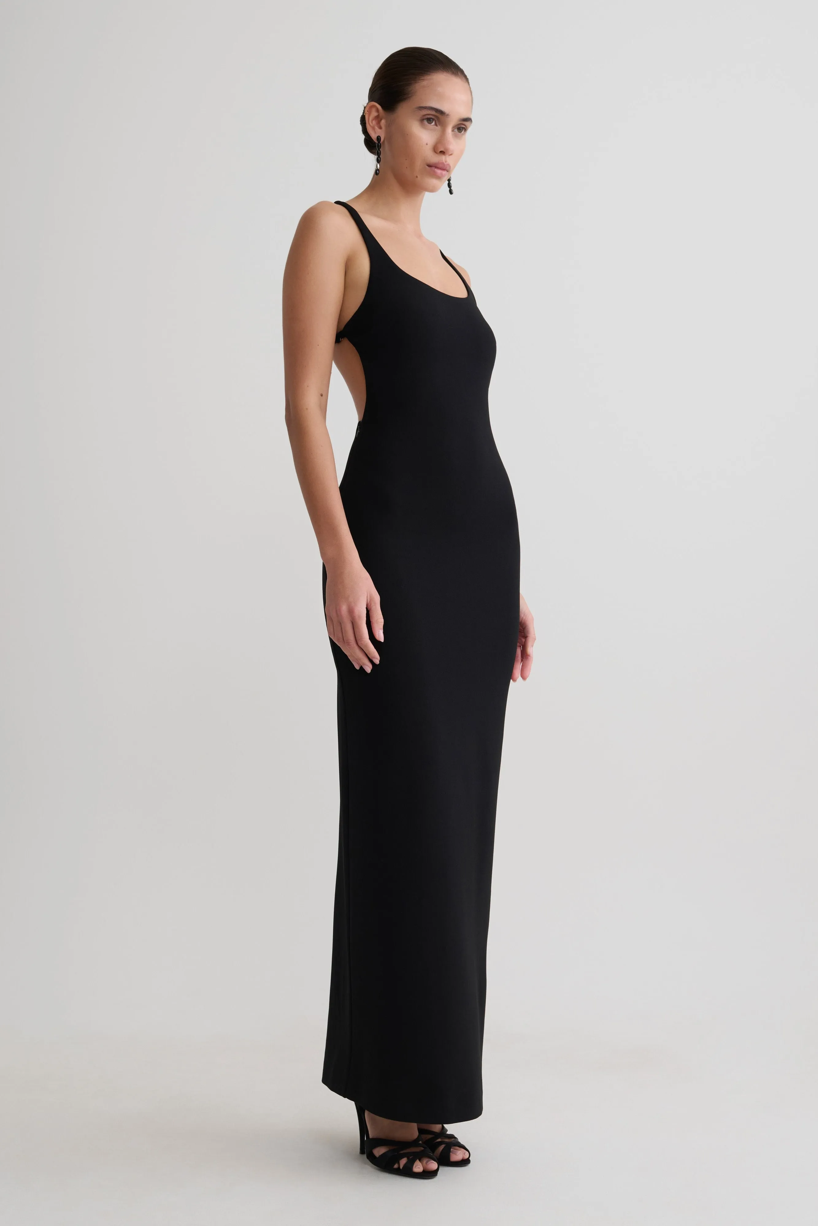 Julian Crepe Strapped Back Maxi Dress - Black sold by Meshki product image thumbnail 4