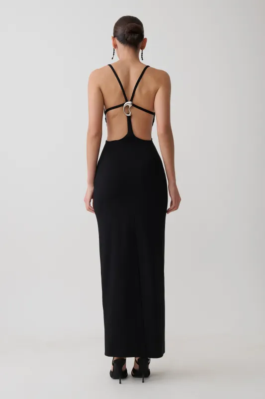 Julian Crepe Strapped Back Maxi Dress - Black made by Meshki