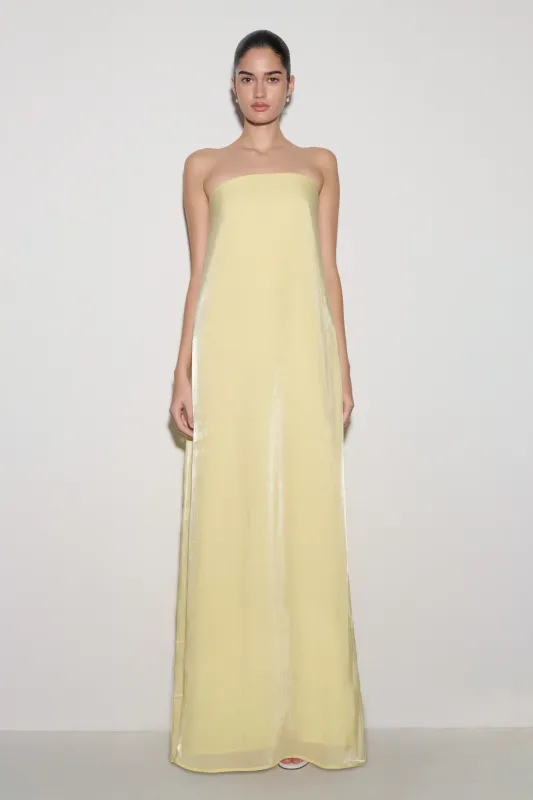 Olivia Strapless Maxi Dress - Lemon made by Meshki