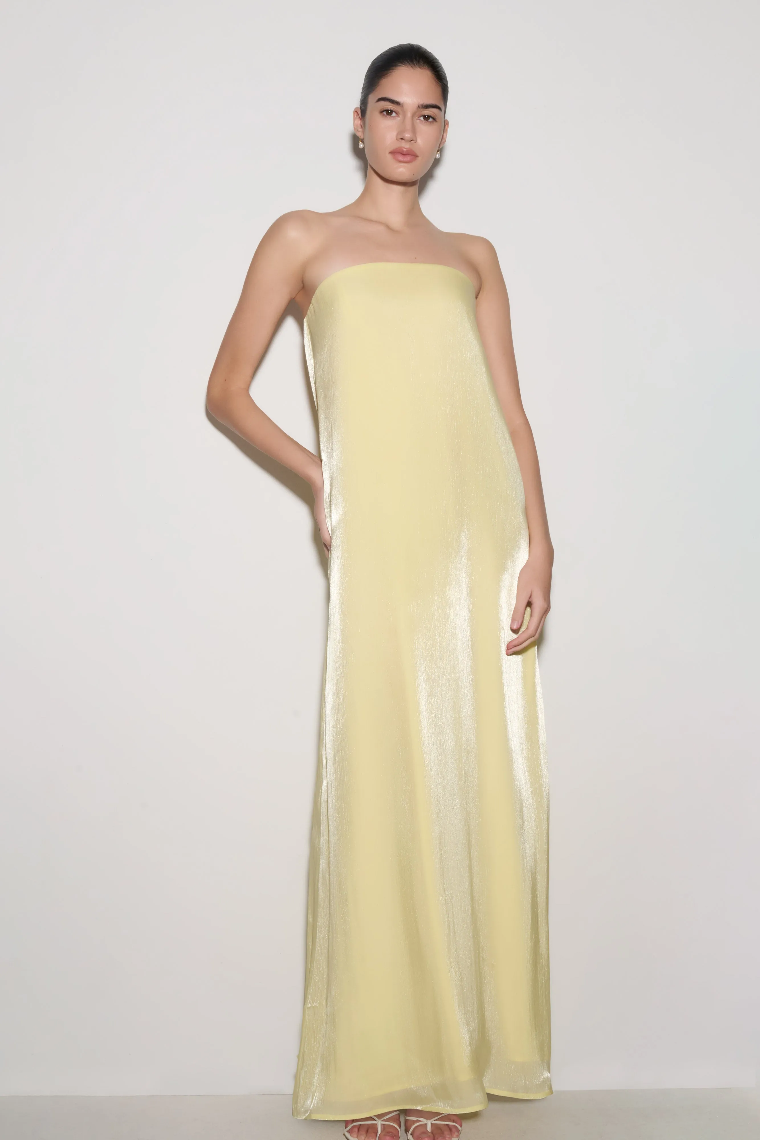 Olivia Strapless Maxi Dress - Lemon sold by Meshki product image thumbnail 3