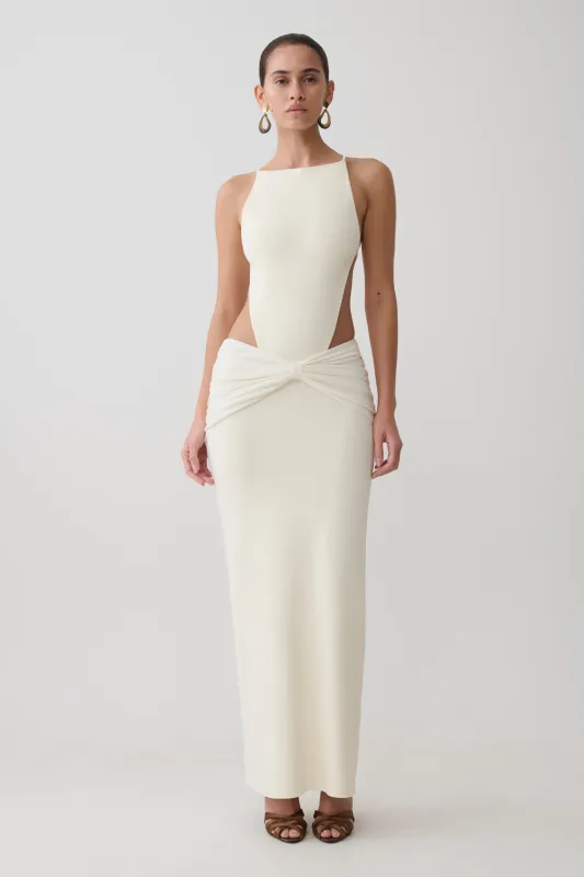 Nathaelie Sleeveless Maxi Dress - White made by Meshki