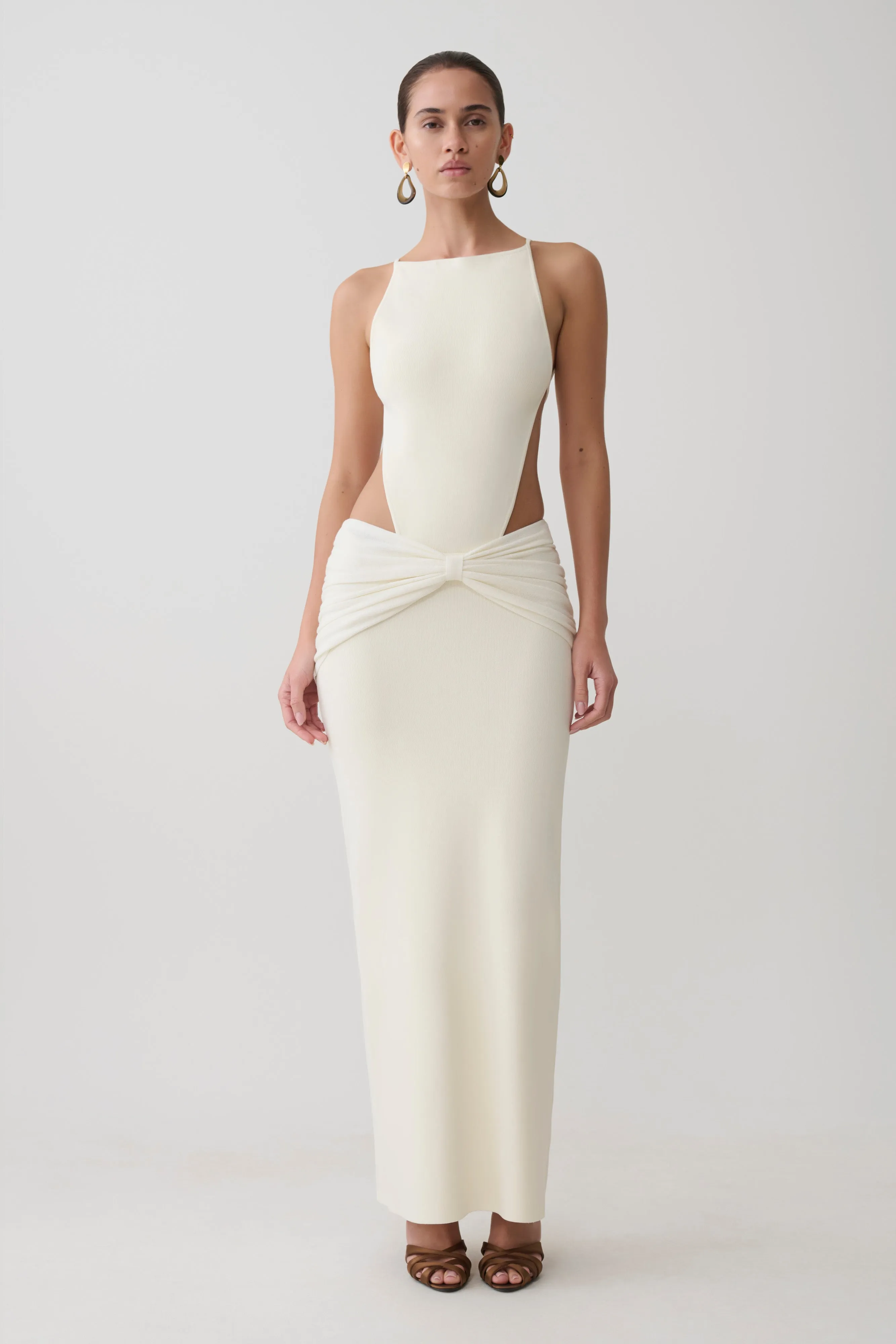 Nathaelie Sleeveless Maxi Dress - White sold by Meshki