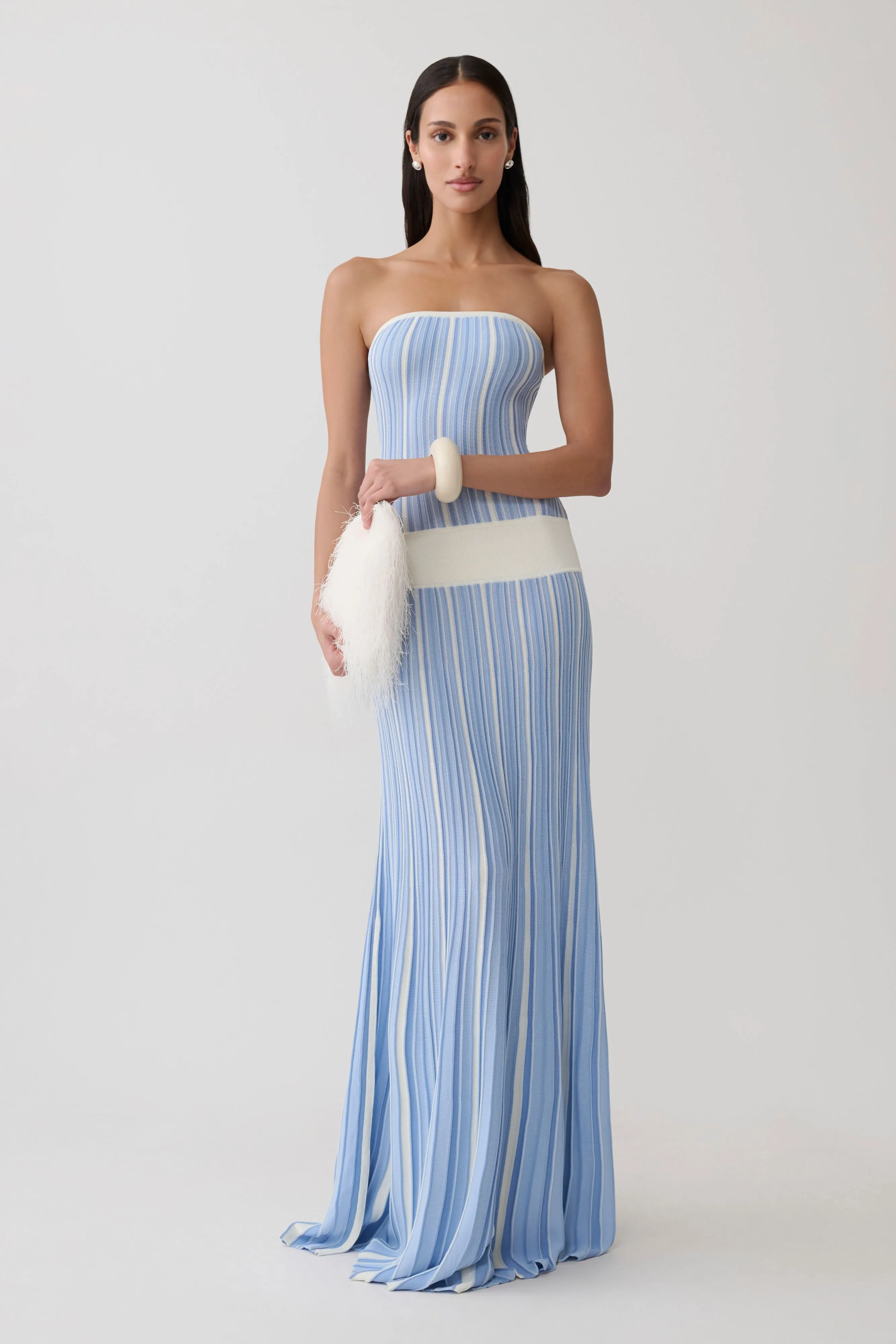 Joyce Stripe Maxi Knit Dress - Blue sold by Meshki product image thumbnail 5