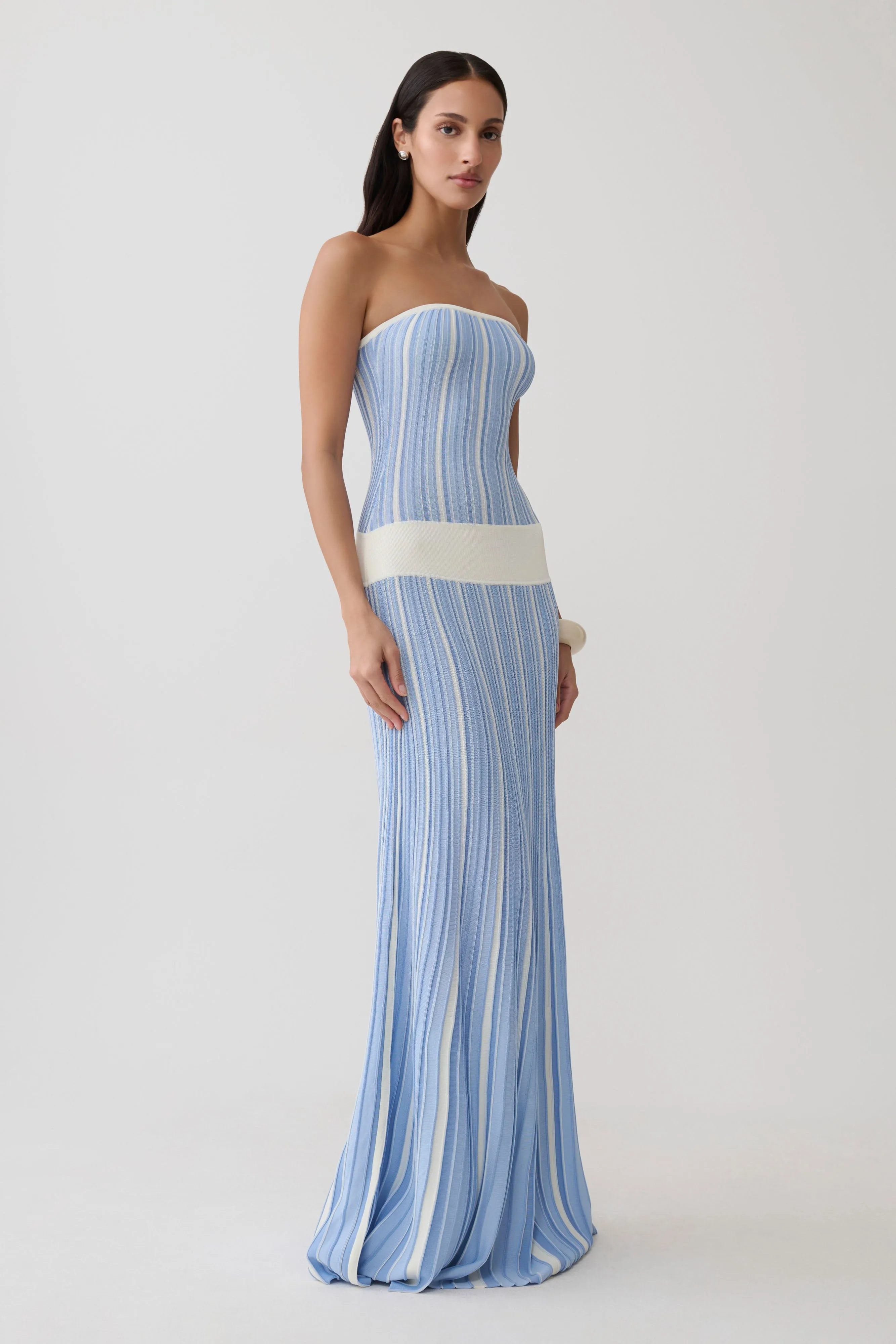 Joyce Stripe Maxi Knit Dress - Blue sold by Meshki product image thumbnail 4