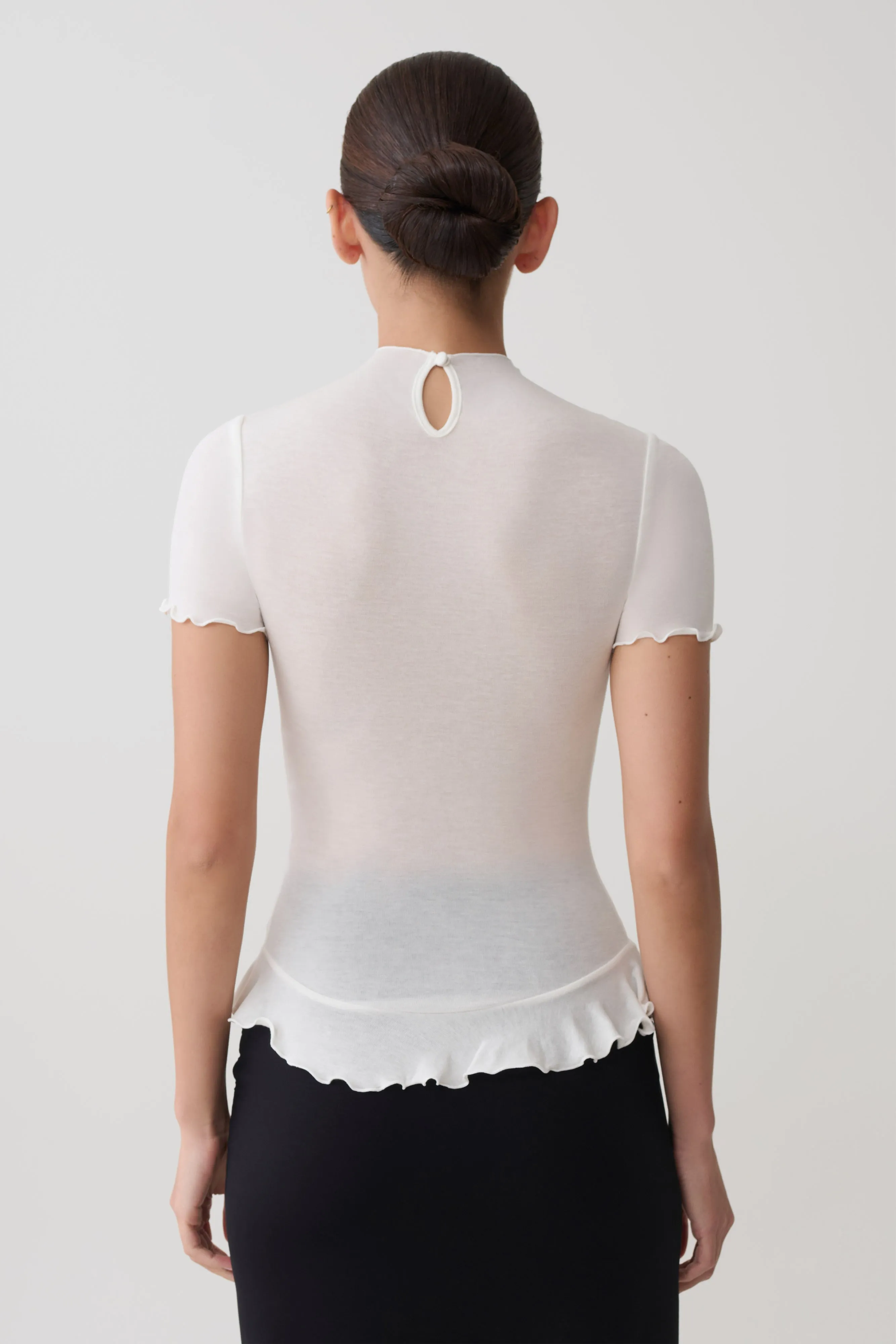 Nira Short Sleeve Ruffle Top - White sold by Meshki product image thumbnail 2