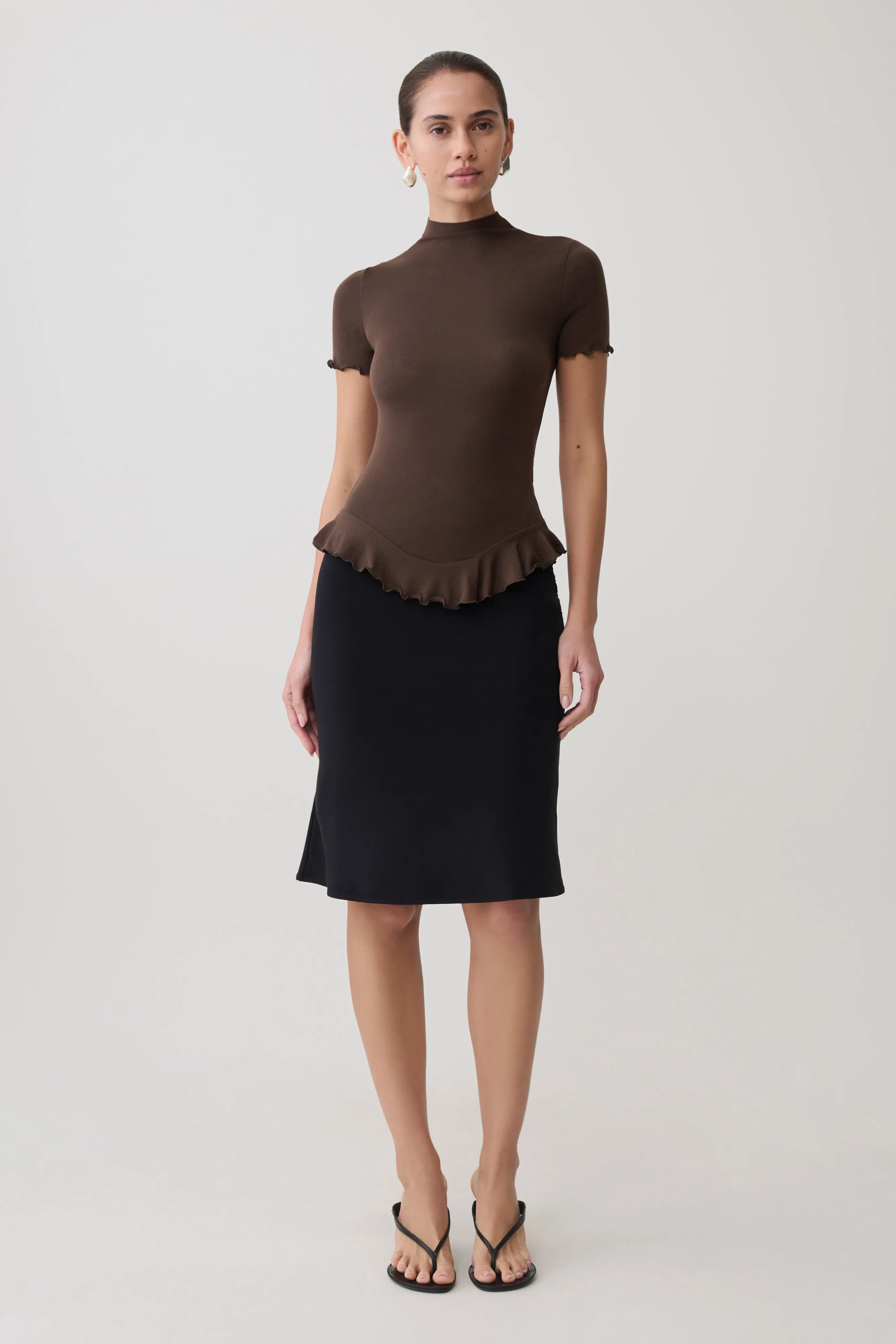 Nira Short Sleeve Ruffle Top - Dark Chocolate sold by Meshki product image thumbnail 4