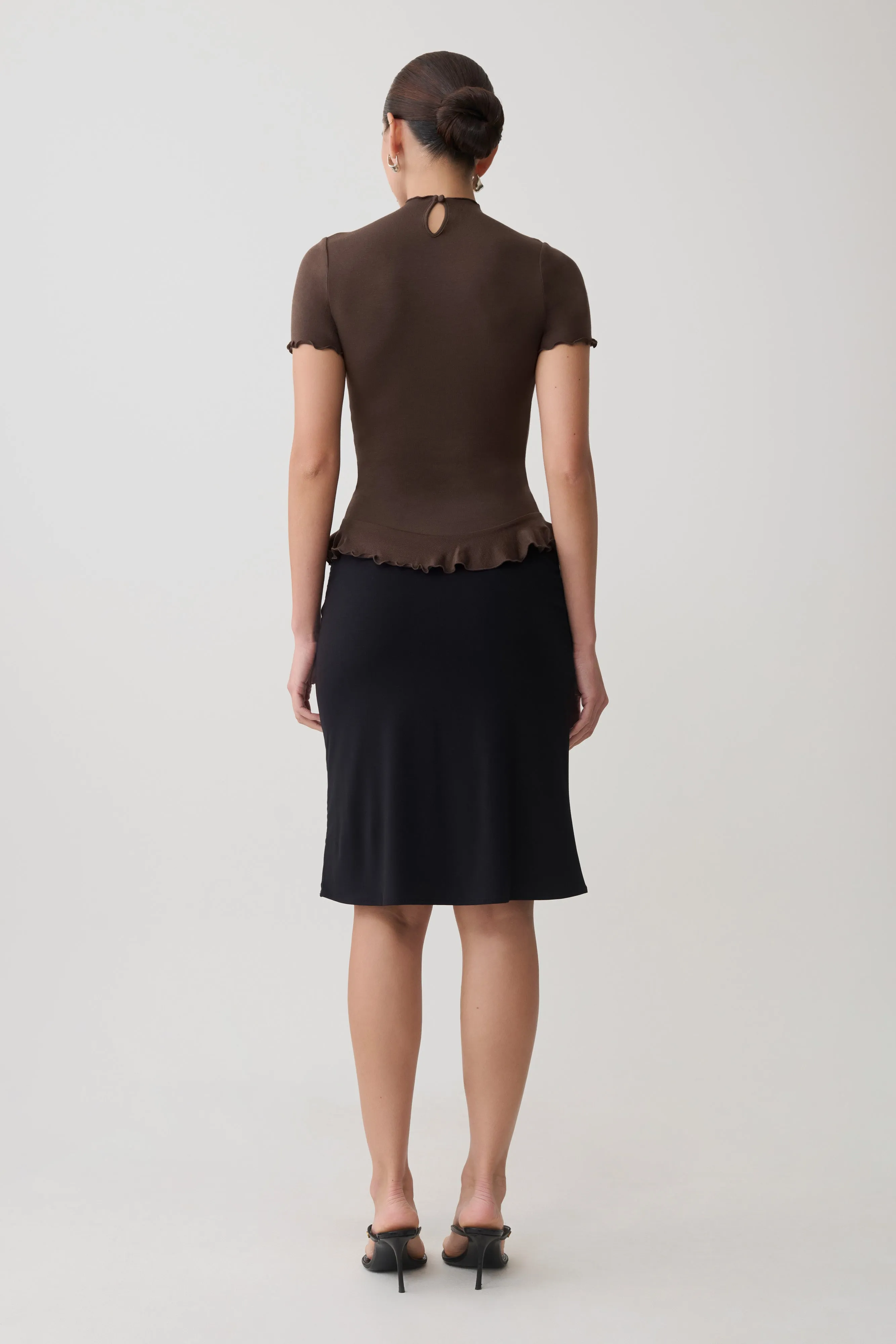 Nira Short Sleeve Ruffle Top - Dark Chocolate sold by Meshki product image thumbnail 5