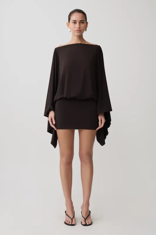 Jessy Draped Mini Dress - Dark Chocolate made by Meshki