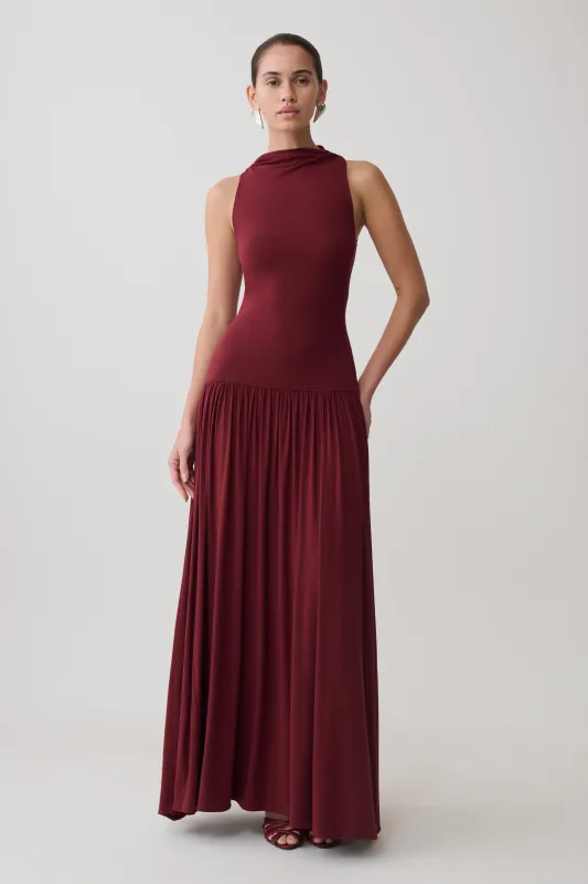 Zsela High Neck Modal Maxi Dress - Wine made by Meshki