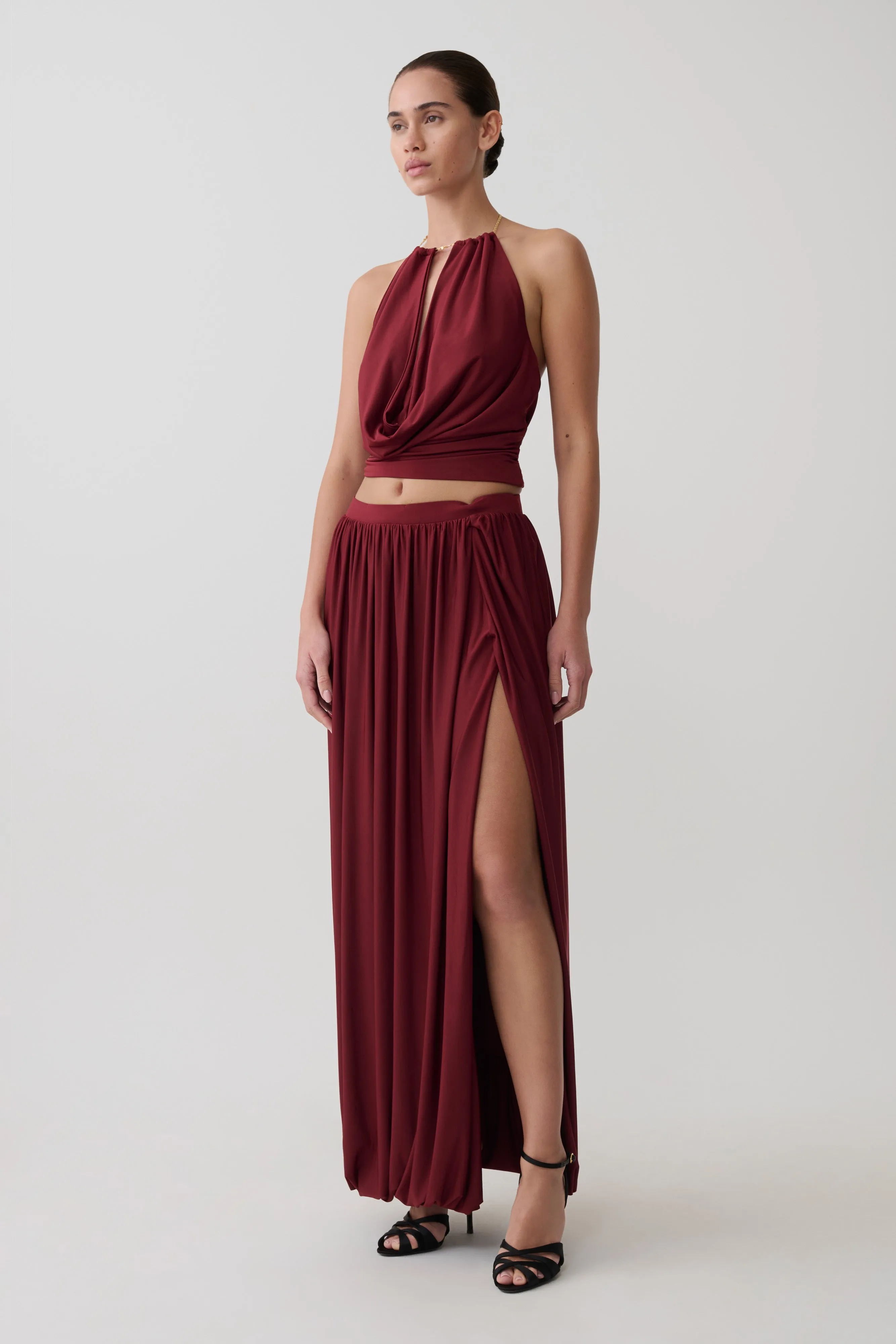Banks Halter Neck Top With Hardware - Wine sold by Meshki product image thumbnail 4
