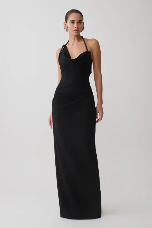 Gracie Halter Maxi Dress - Black made by Meshki