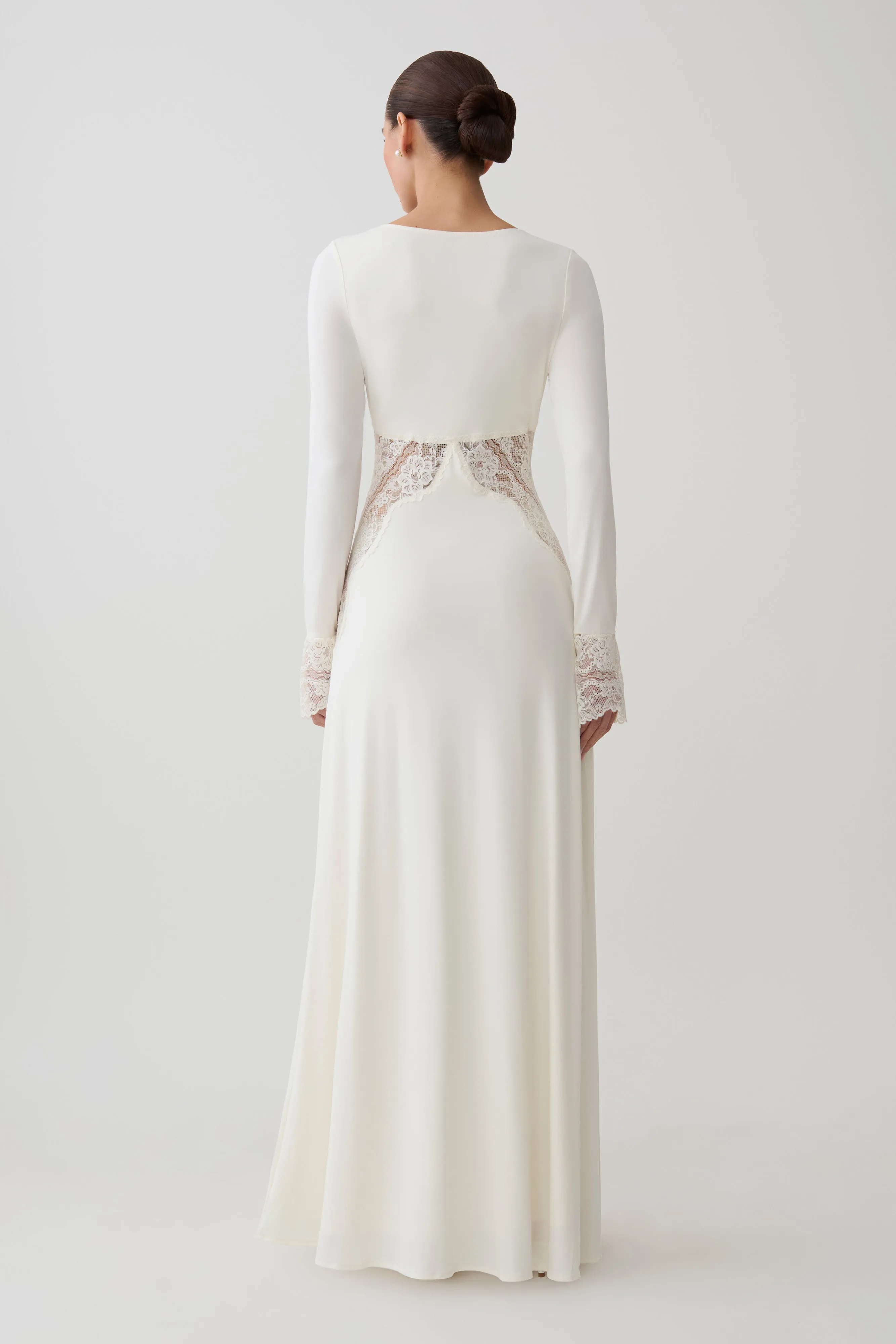 Elethea Lace Slinky Maxi Dress - Ivory sold by Meshki product image thumbnail 2