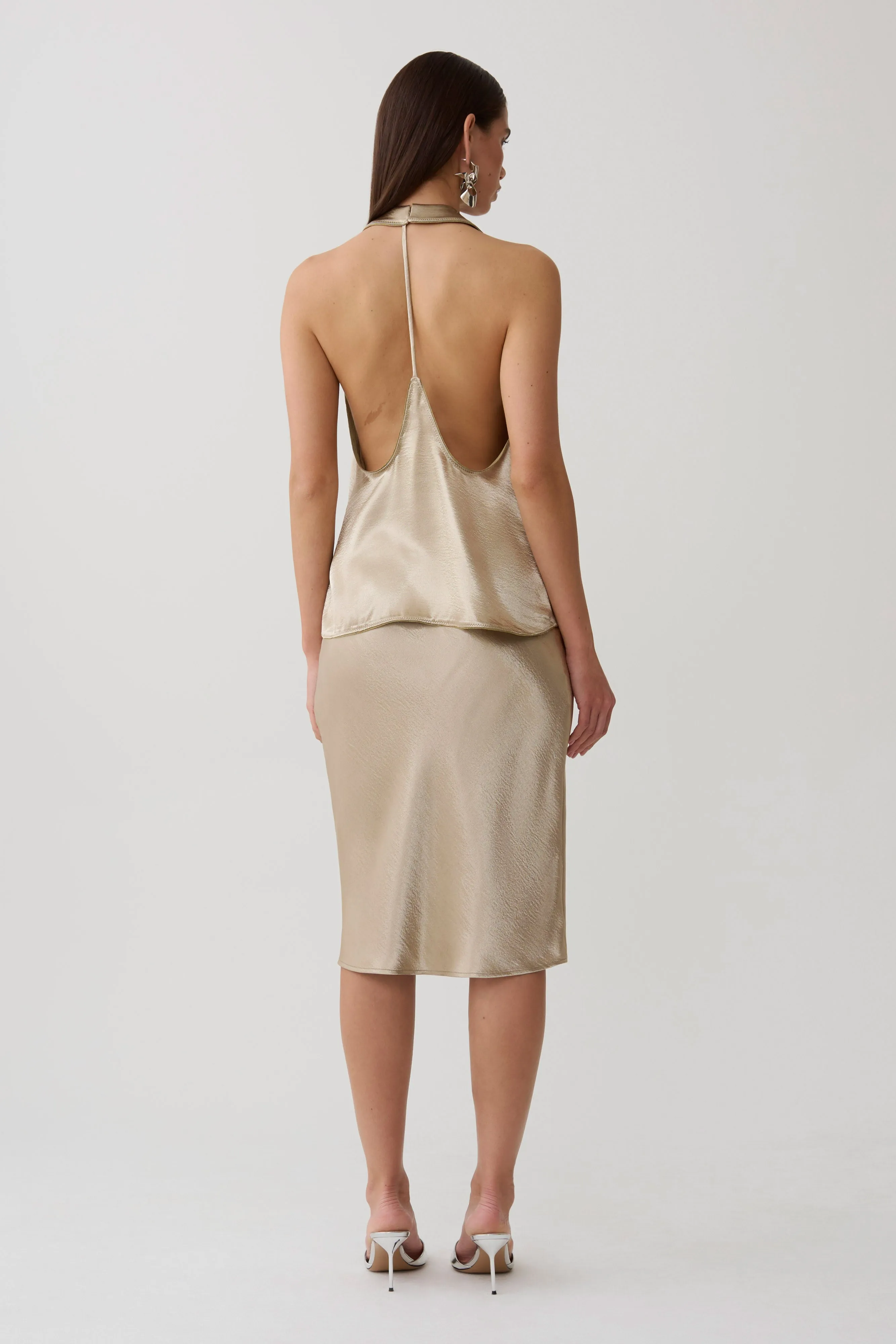 Cleo Satin Halter Top - Gold sold by Meshki product image thumbnail 5