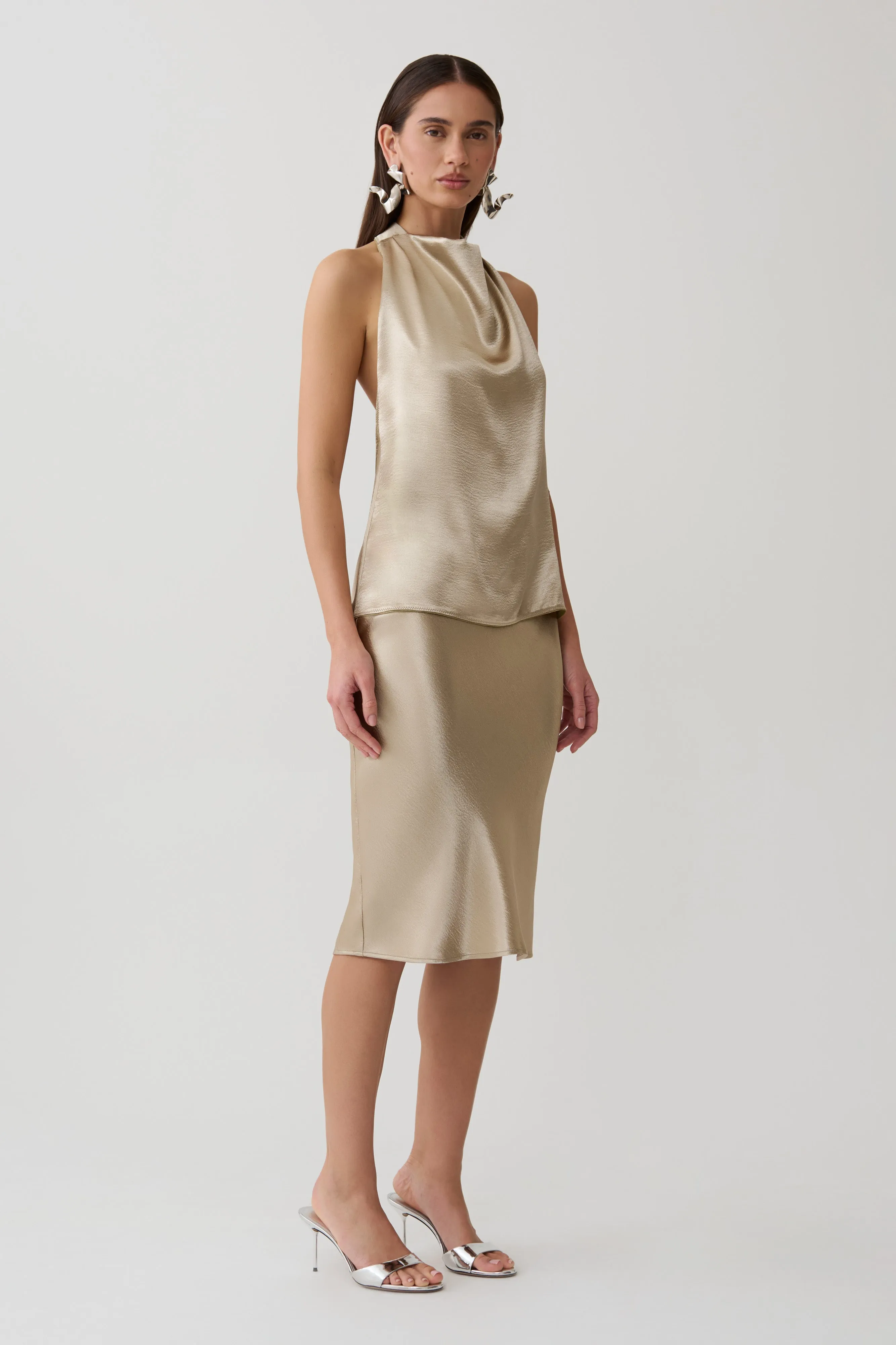 Cleo Satin Halter Top - Gold sold by Meshki product image thumbnail 4