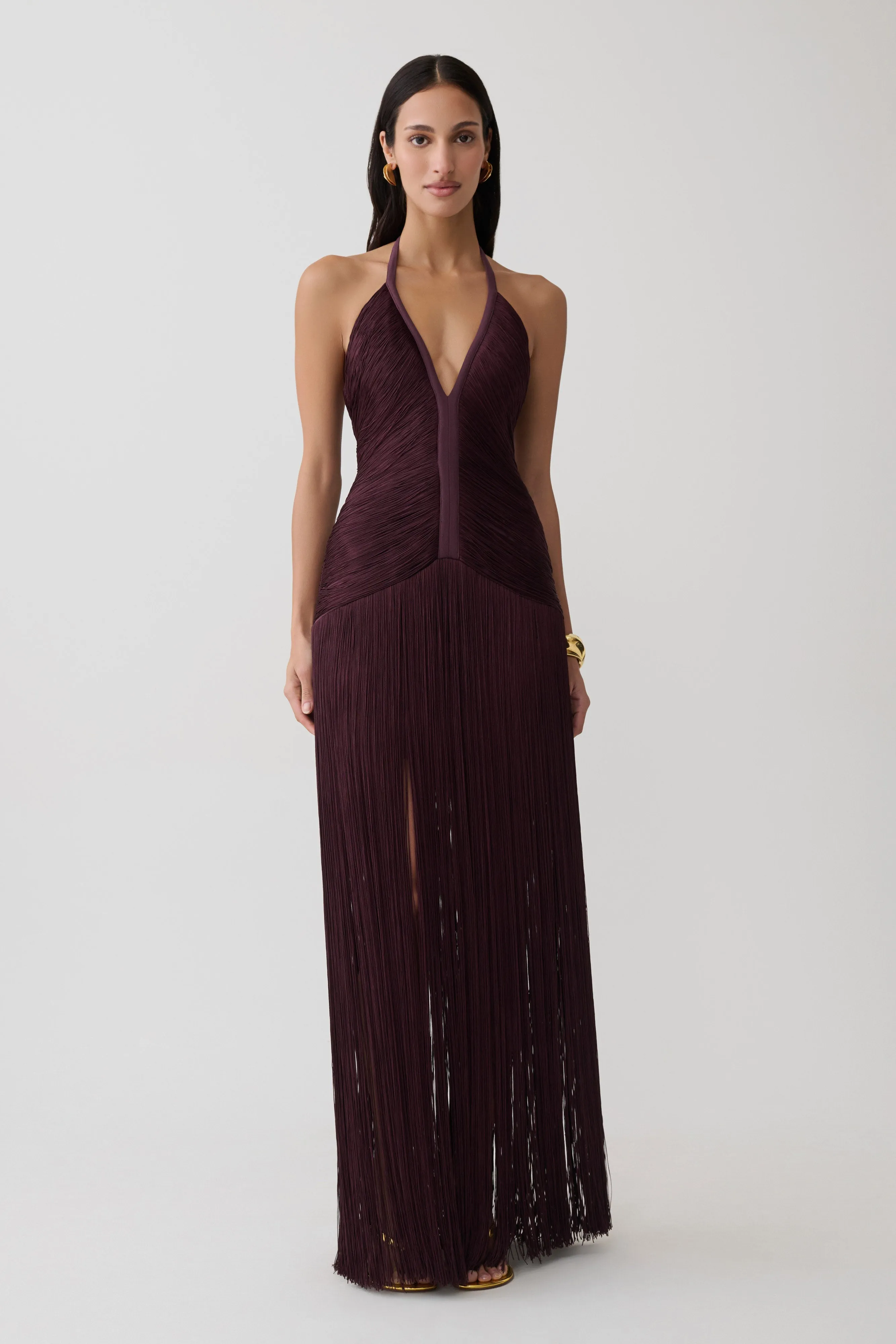 Tiffany Fringe Maxi Dress - Plum sold by Meshki product image thumbnail 5