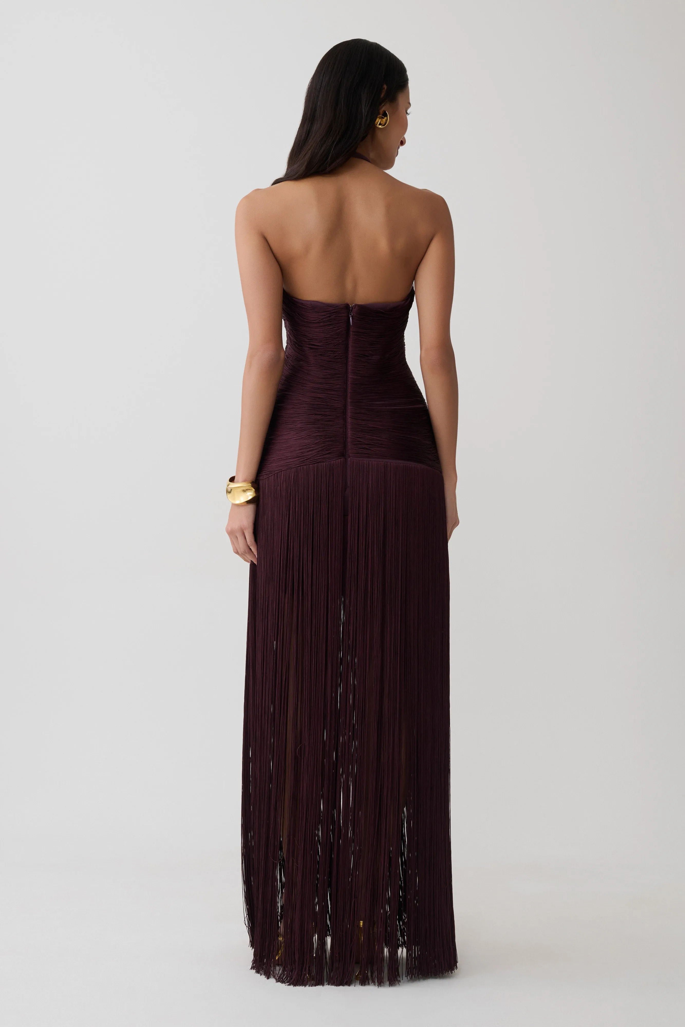 Tiffany Fringe Maxi Dress - Plum sold by Meshki product image thumbnail 2