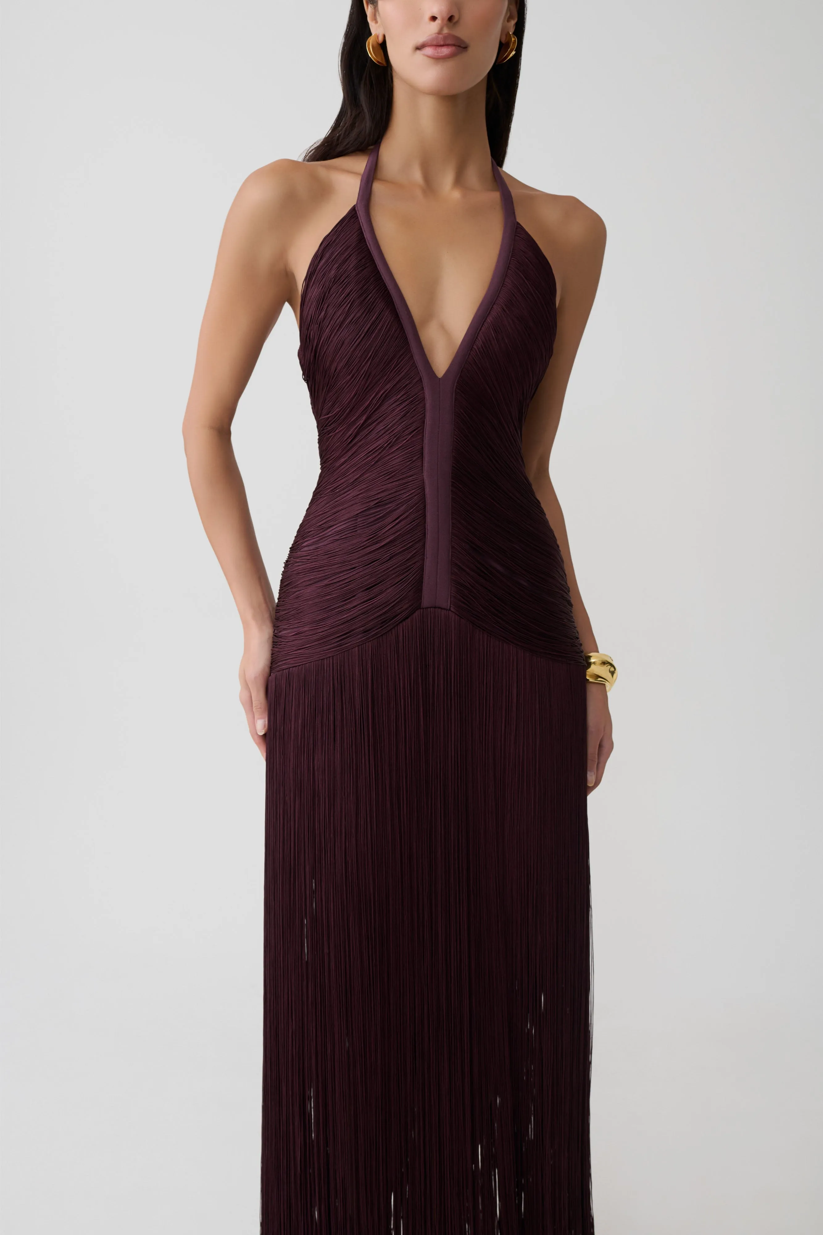 Tiffany Fringe Maxi Dress - Plum sold by Meshki product image thumbnail 3