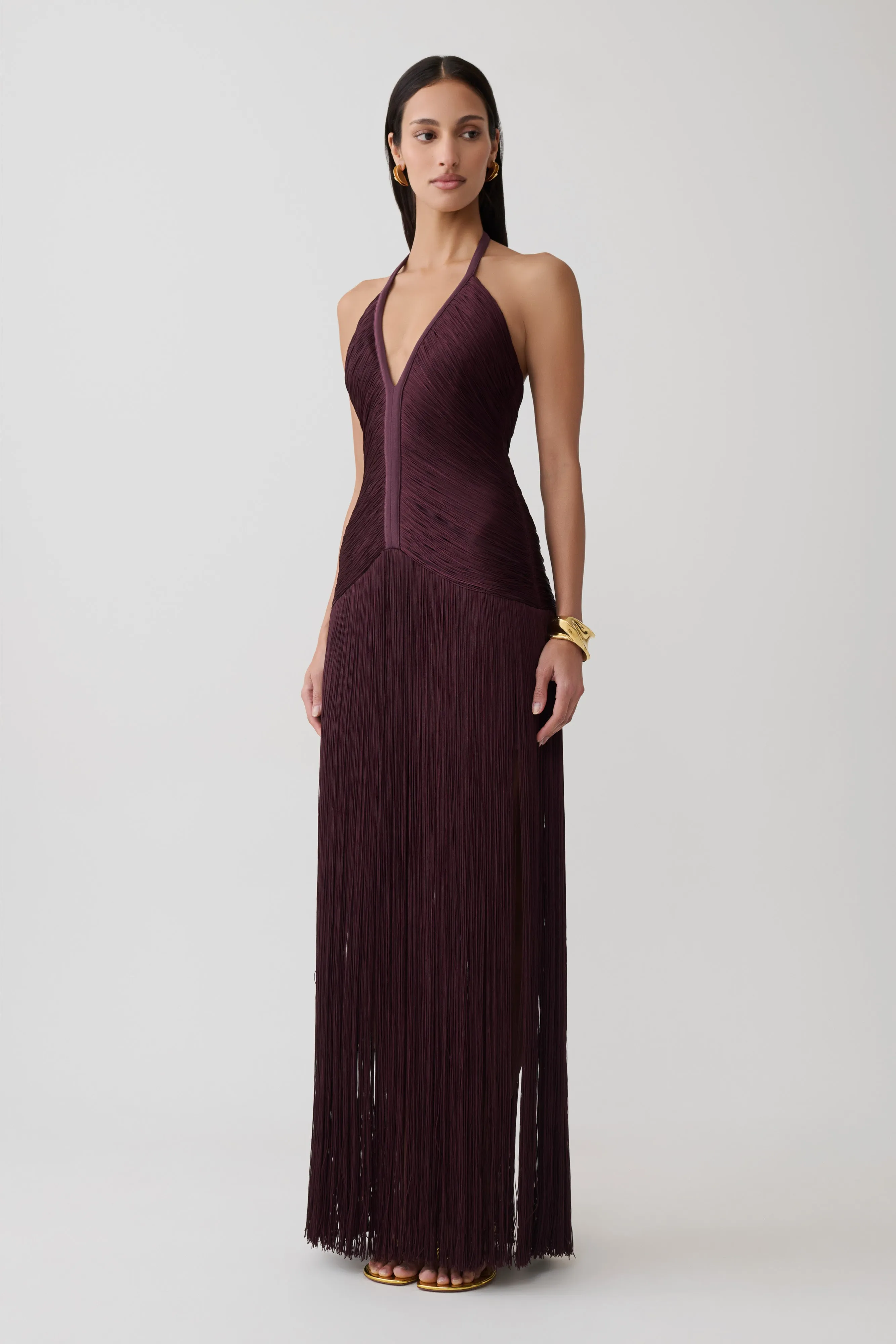 Tiffany Fringe Maxi Dress - Plum sold by Meshki product image thumbnail 4