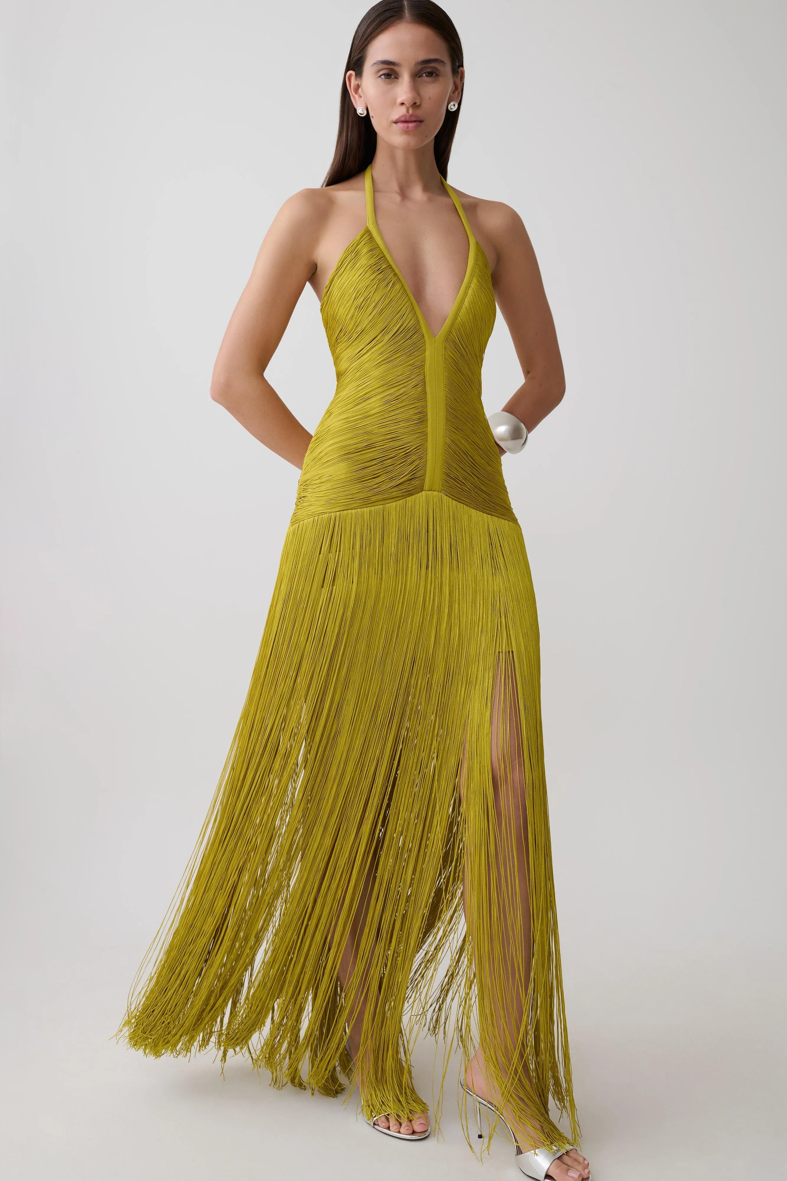 Tiffany Fringe Maxi Dress - Chartreuse sold by Meshki product image thumbnail 3