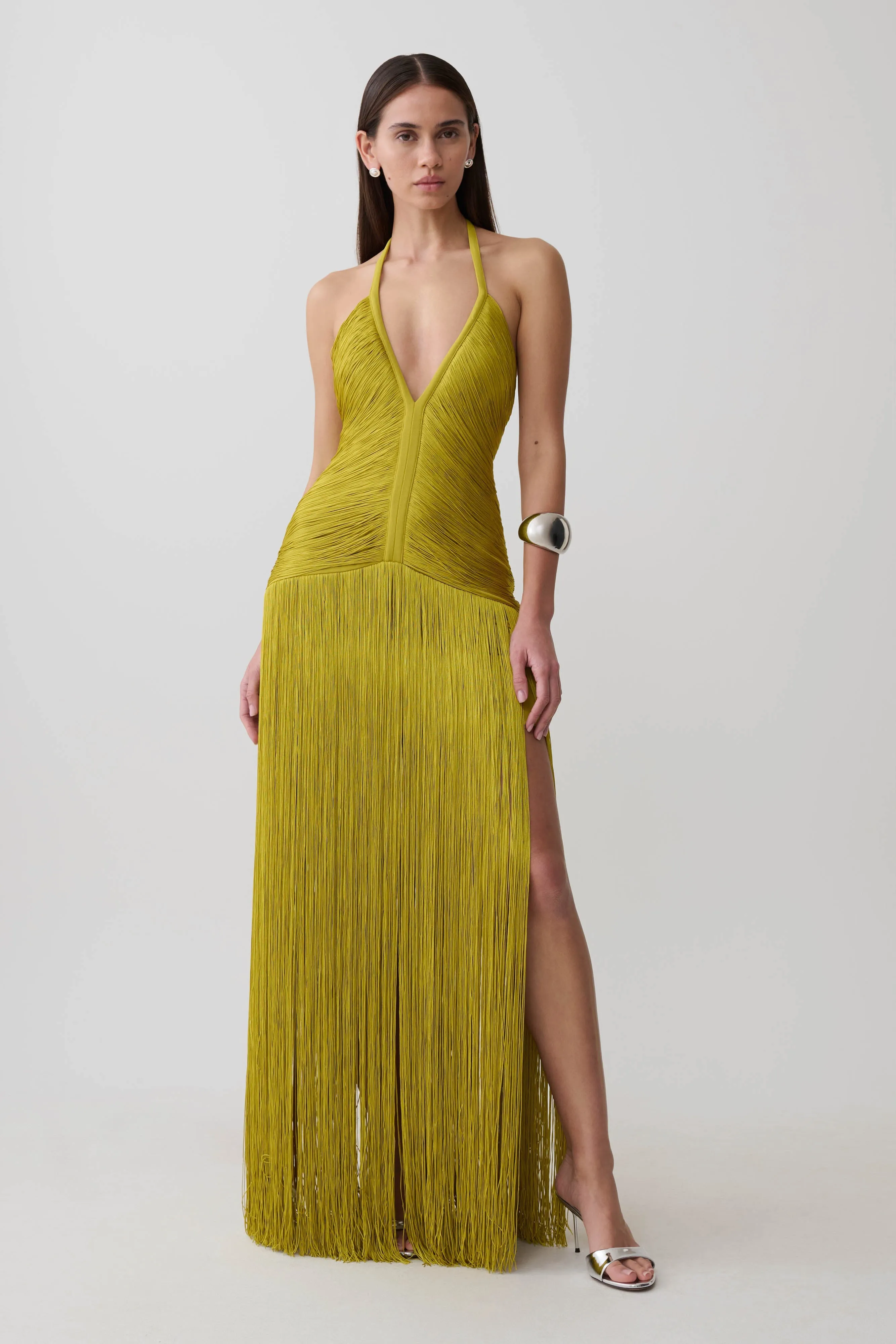 Tiffany Fringe Maxi Dress - Chartreuse sold by Meshki product image thumbnail 5